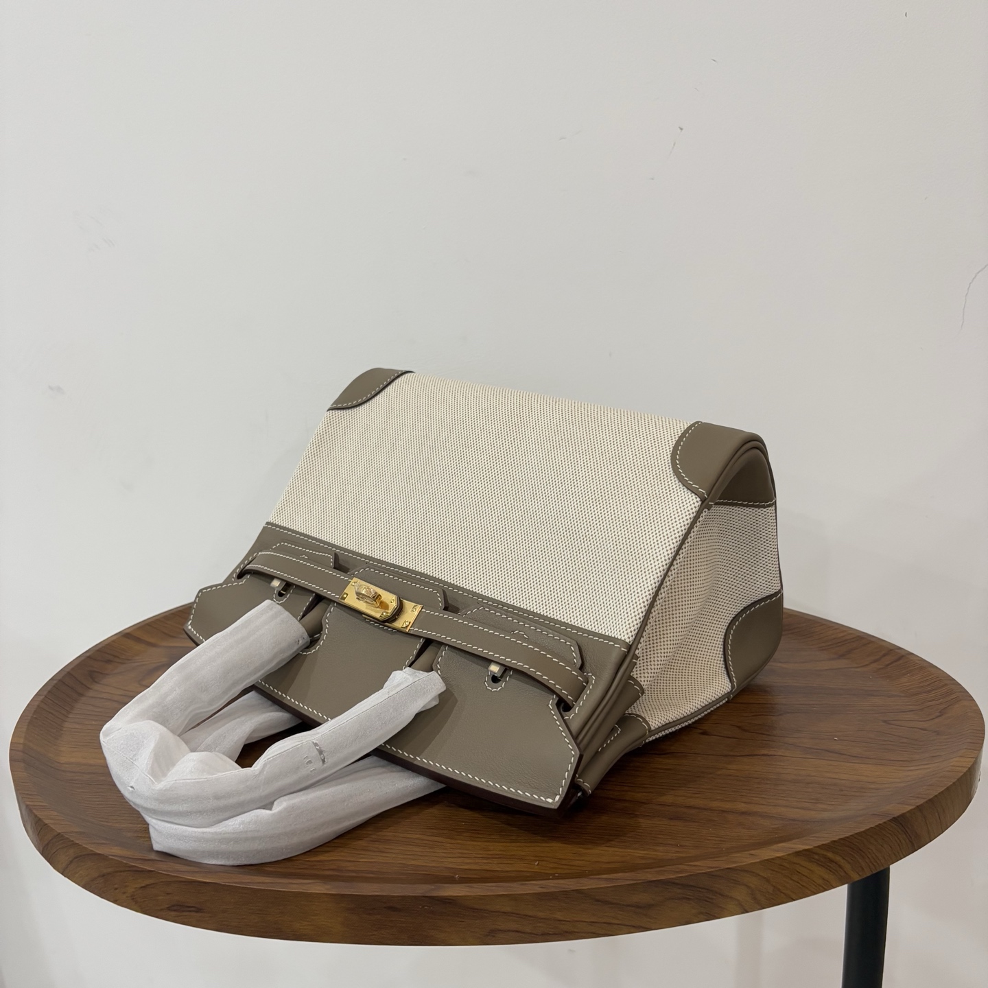 Hermès Hermes birkin 25 canvas patchwork leather elephant gray gold buckle ready stock