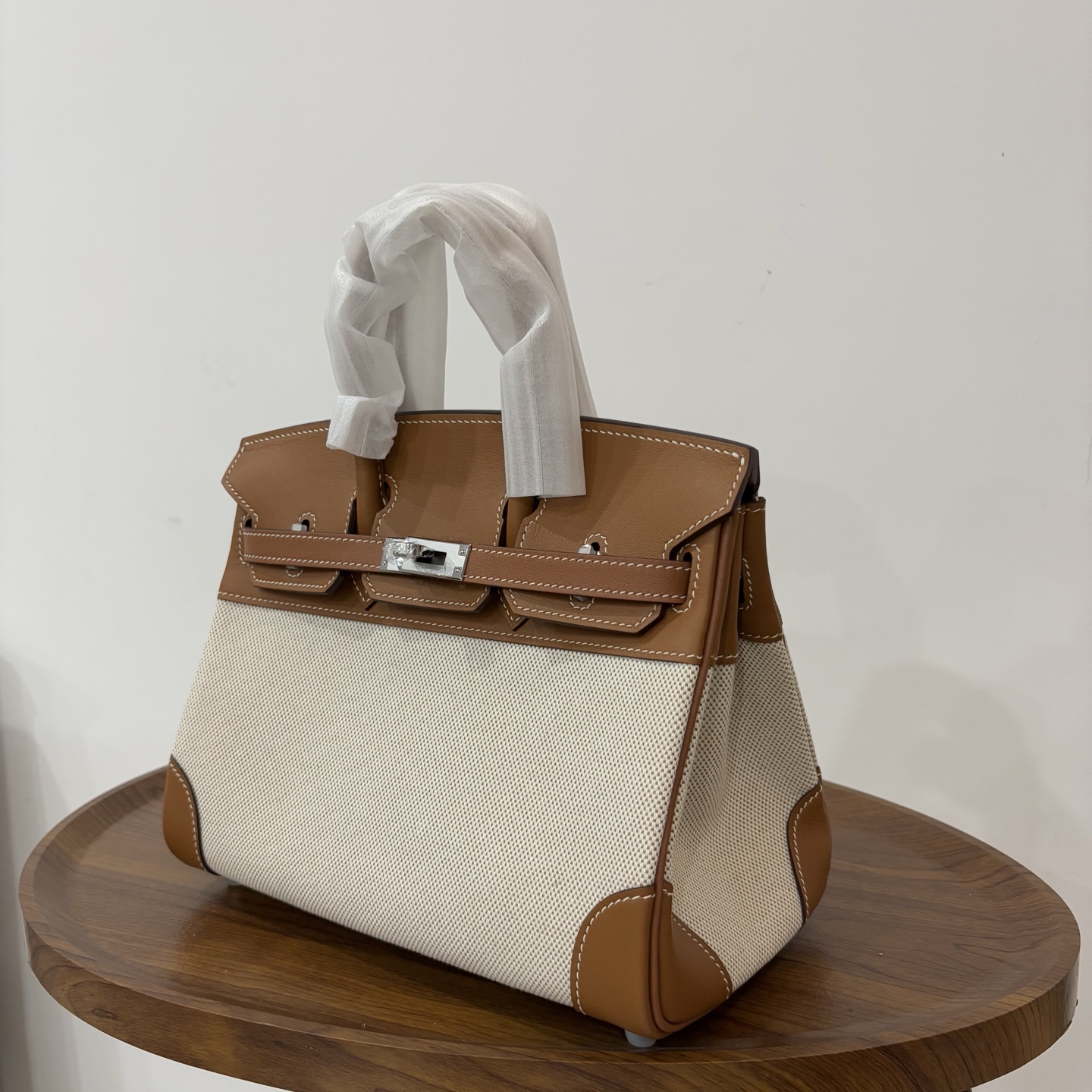 Hermès Hermes birkin 25 canvas patchwork gold brown silver buckle ready stock