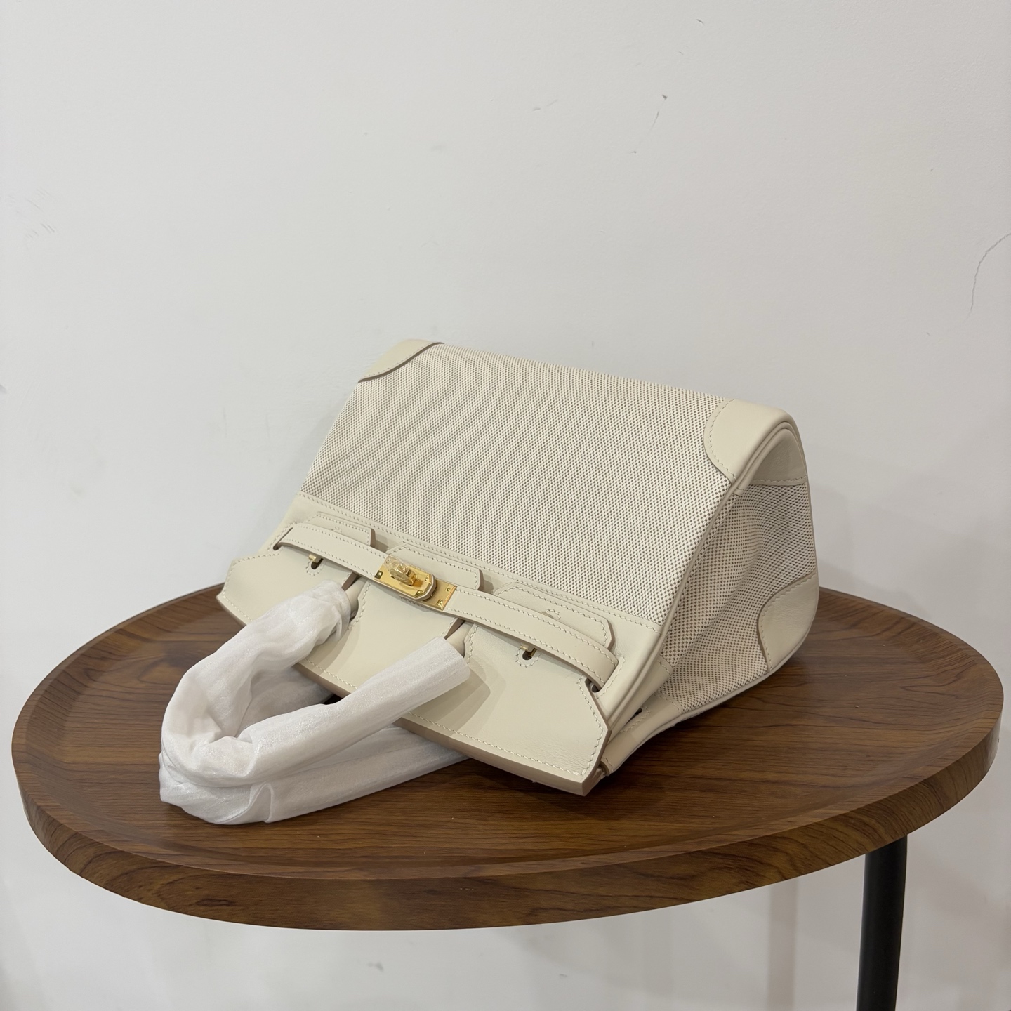 Hermès Hermes birkin 25 canvas patchwork milkshake white gold buckle ready stock