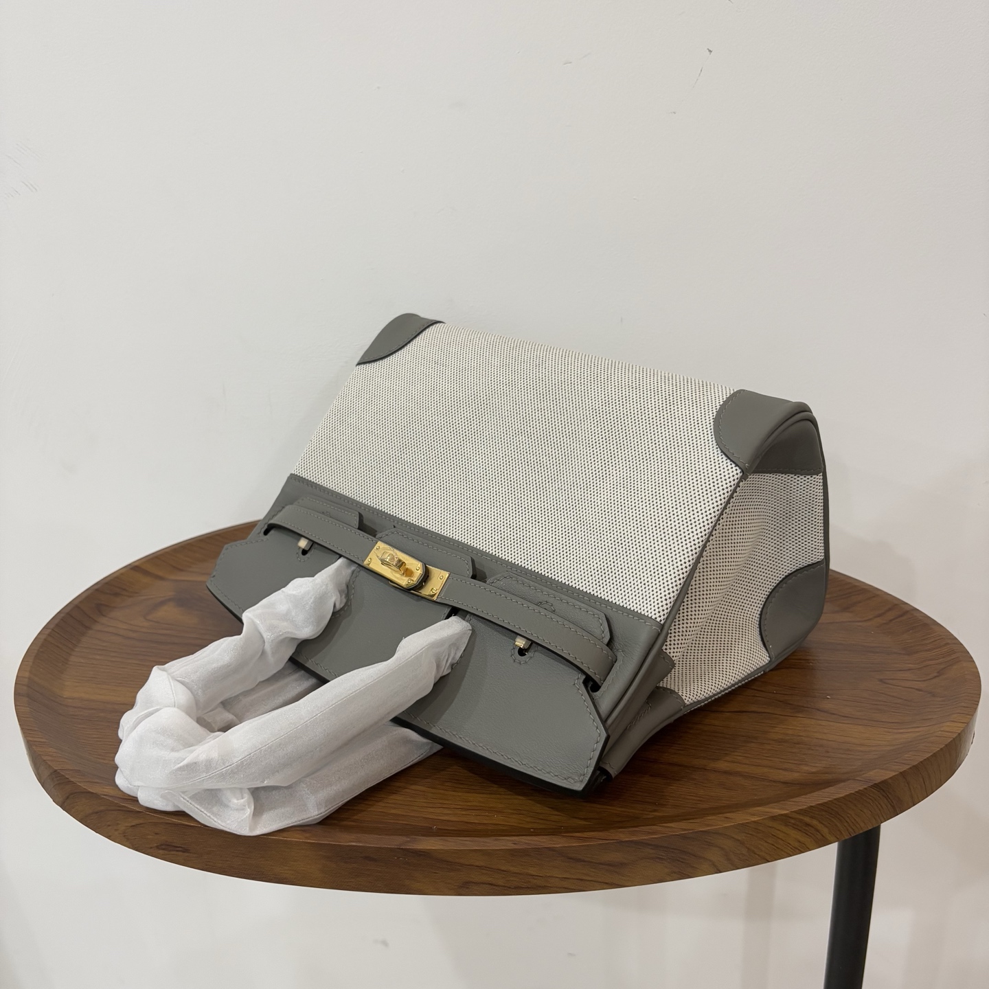 Hermès Hermes birkin 25 canvas patchwork cumulonimbus gray gold buckle ready stock