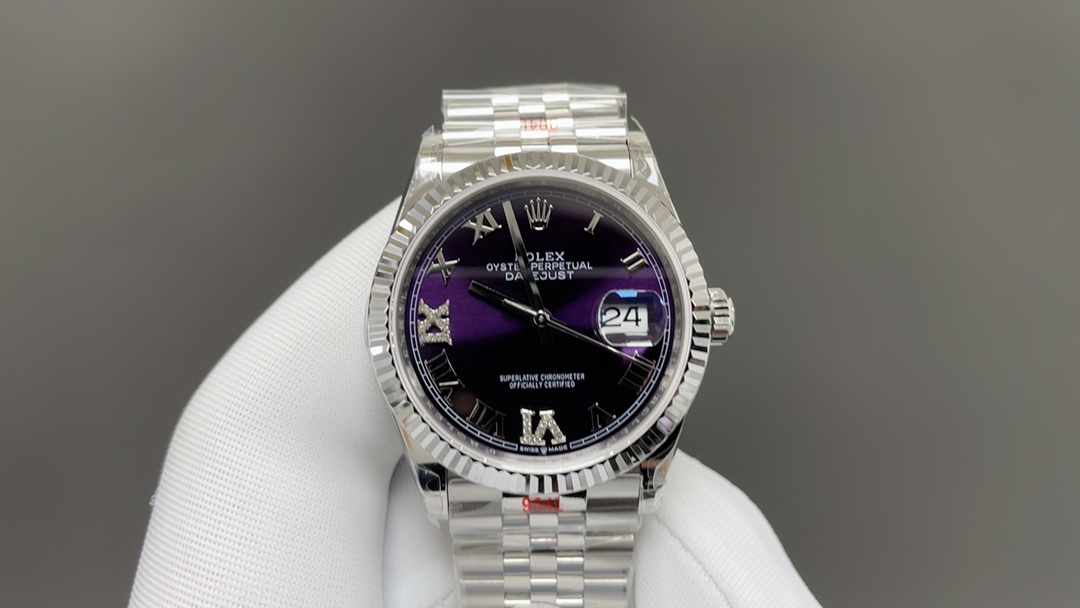NO:392697,Recommended Rolex Log White Shell Purple 36mm Machine Top Quality Shipping Real Shot, Rolex19860909今日推荐劳力士 日志 白壳紫面 36mm 机 顶级品质 出货实拍,,rolex,Watch
