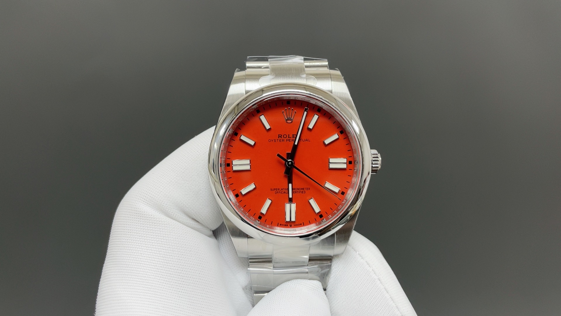 NO:821381,Today’s recommended EWE Oyster Perpetual white shell red 41mm machine top quality real shots of shipment,19860909今日推荐EWE 蚝式恒动 白壳红 41mm 机 顶级品质 出货实拍,,Watch