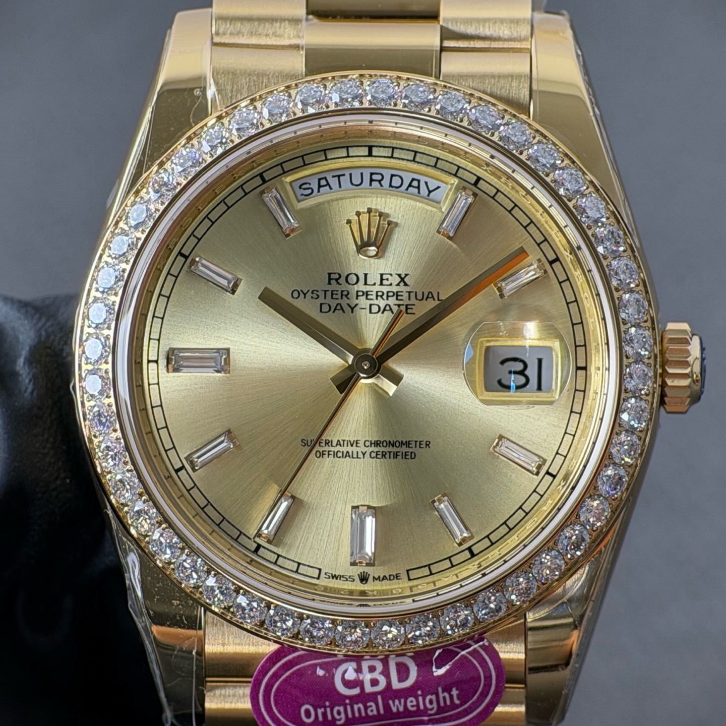 NO:947075,Real CBD products will be refunded at the same time!  Yellow rock sugar ring round diamonds, integrated movement,19860909真CBD出品掉皮包退！黄冰糖圈圆钻,一体机芯,,Watch
