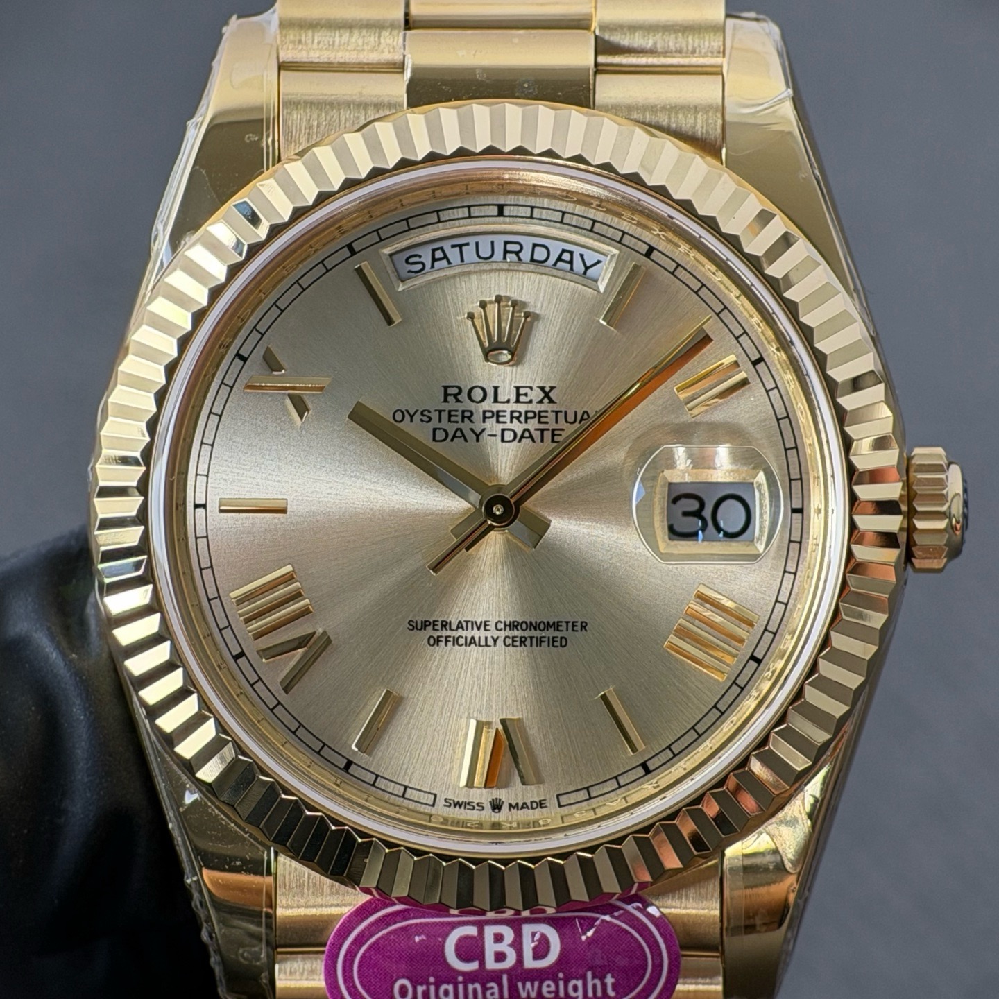 NO:947074,Real CBD products will be refunded at the same time!  Champagne gold Rome, integrated movement,19860909真CBD出品掉皮包退！香槟金罗马,一体机芯,,Watch
