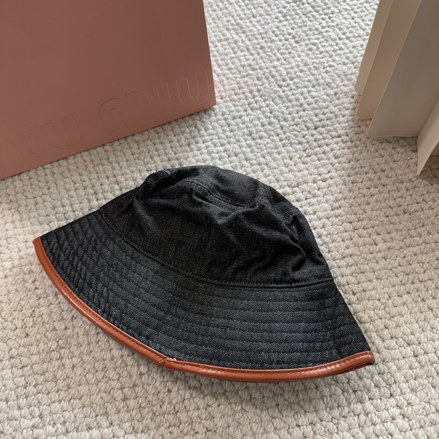 miumiu专柜帆布渔夫帽 一比一开模定制，头围57cm男女通用