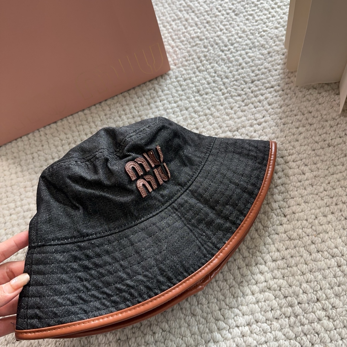 miumiu专柜帆布渔夫帽 一比一开模定制，头围57cm男女通用