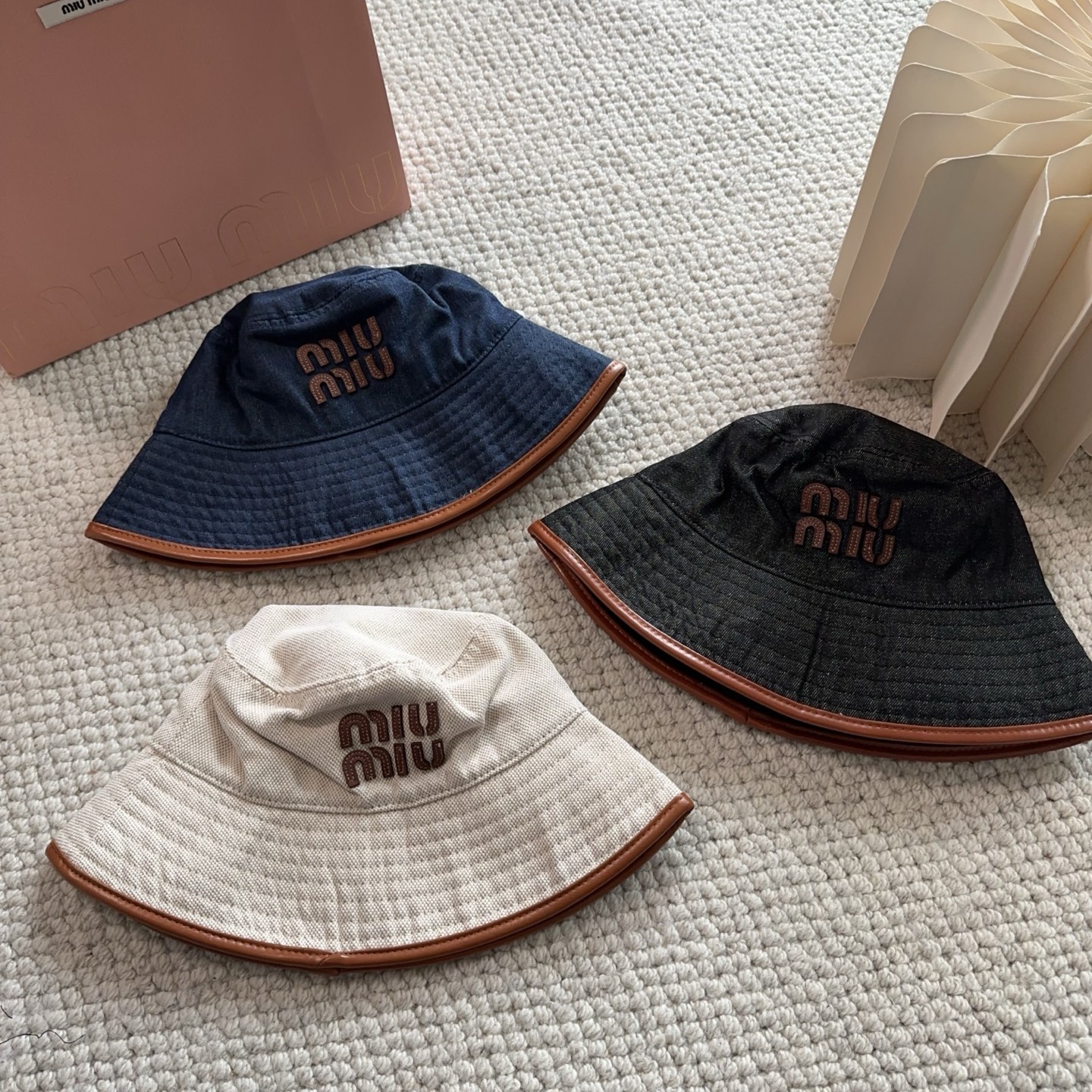 miumiu专柜帆布渔夫帽 一比一开模定制，头围57cm男女通用