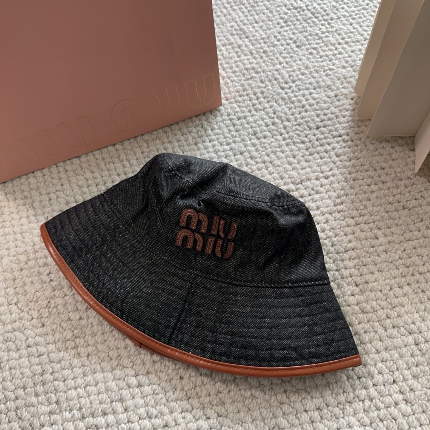 miumiu专柜帆布渔夫帽 一比一开模定制，头围57cm男女通用