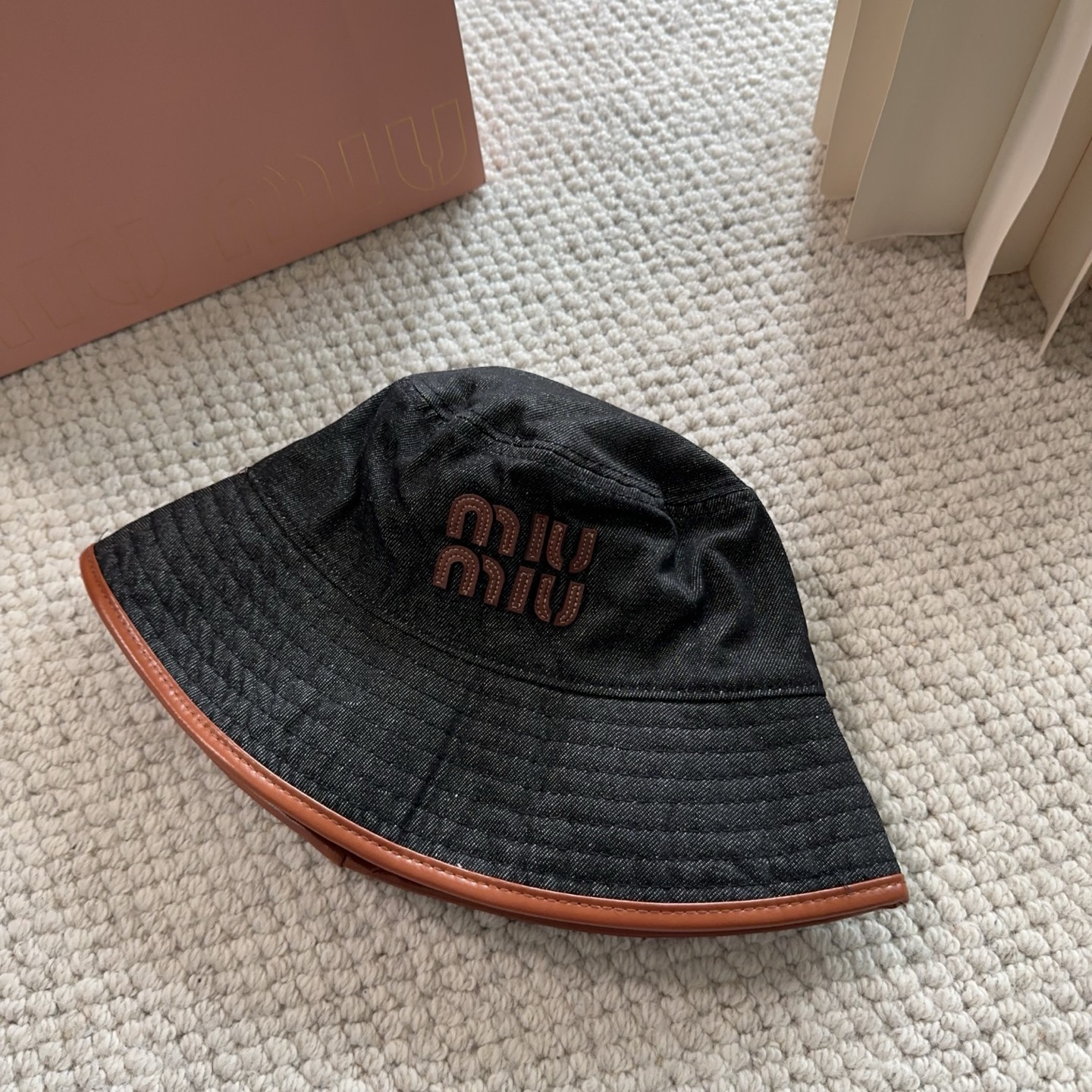 miumiu专柜帆布渔夫帽 一比一开模定制，头围57cm男女通用