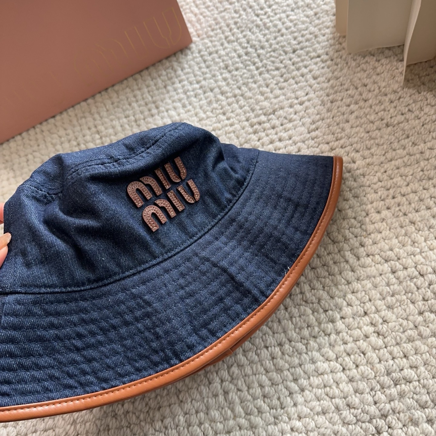 miumiu专柜帆布渔夫帽 一比一开模定制，头围57cm男女通用