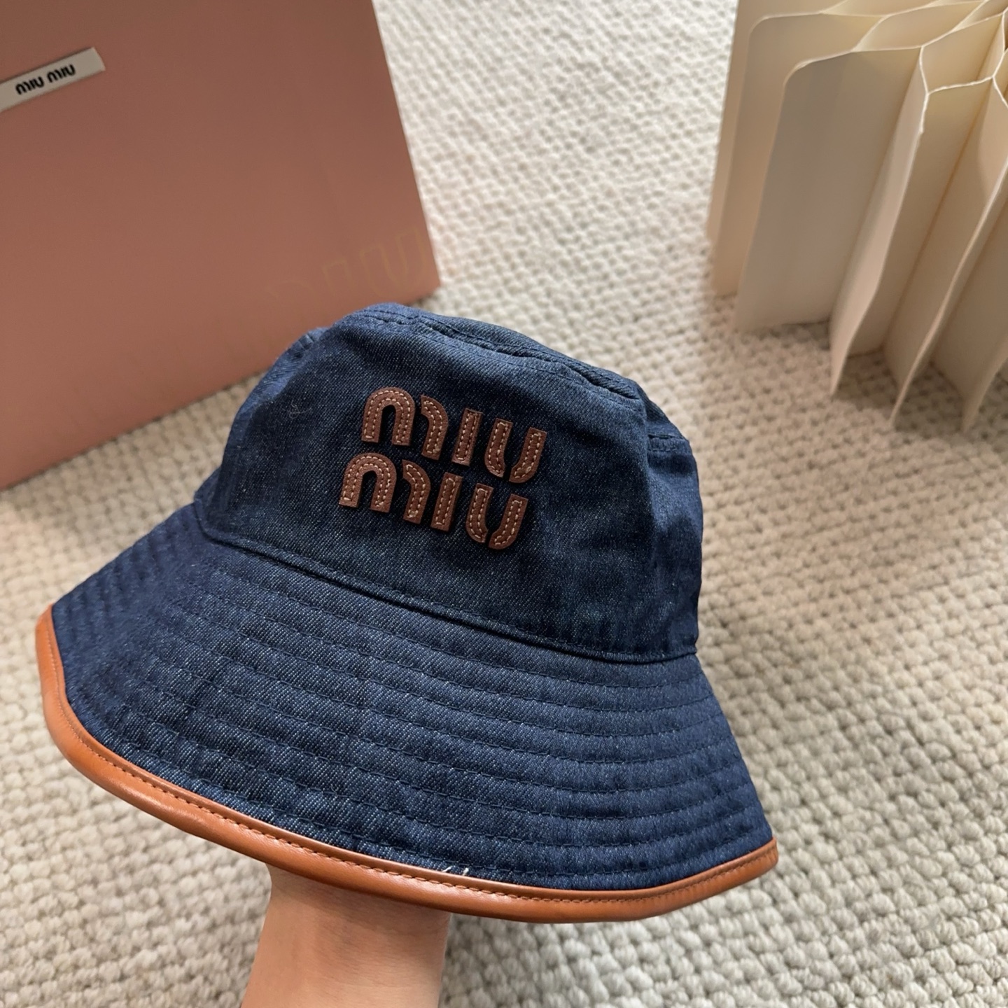 miumiu专柜帆布渔夫帽 一比一开模定制，头围57cm男女通用