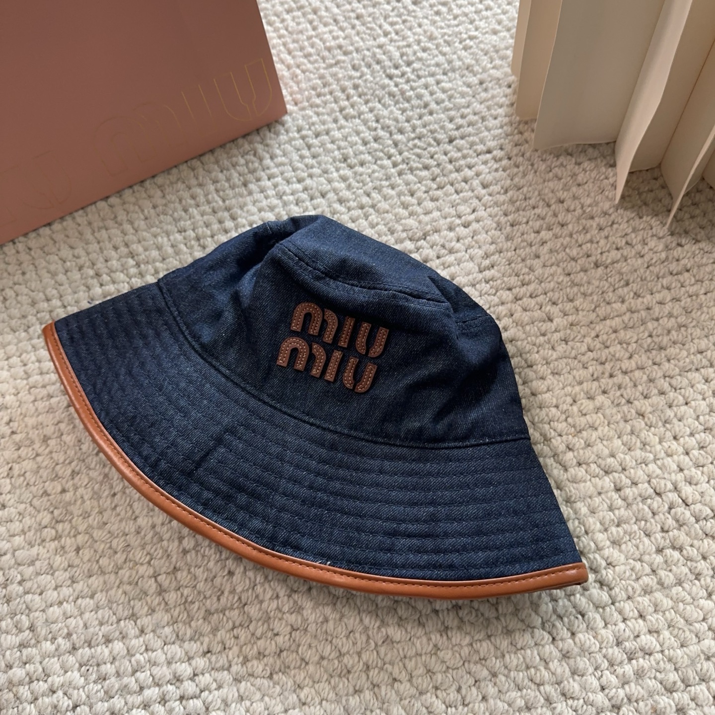 miumiu专柜帆布渔夫帽 一比一开模定制，头围57cm男女通用