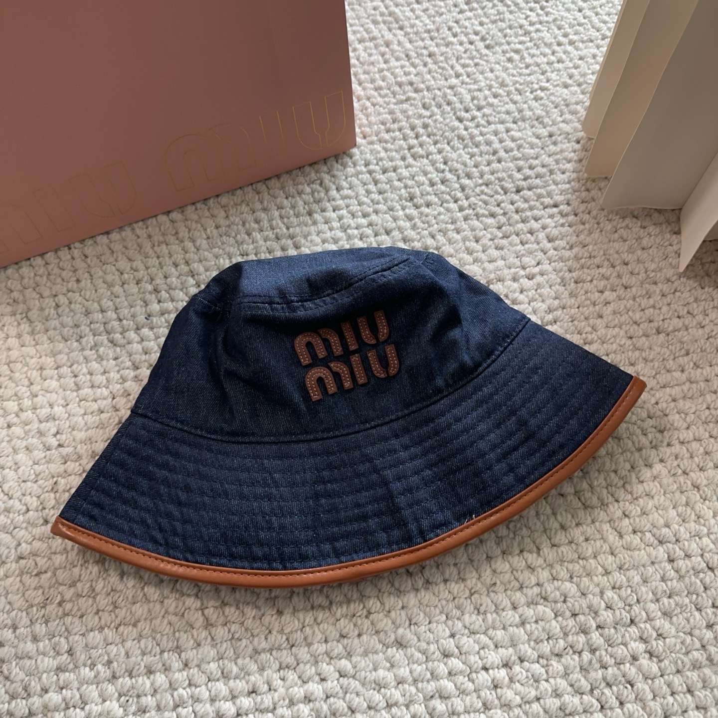 miumiu专柜帆布渔夫帽 一比一开模定制，头围57cm男女通用