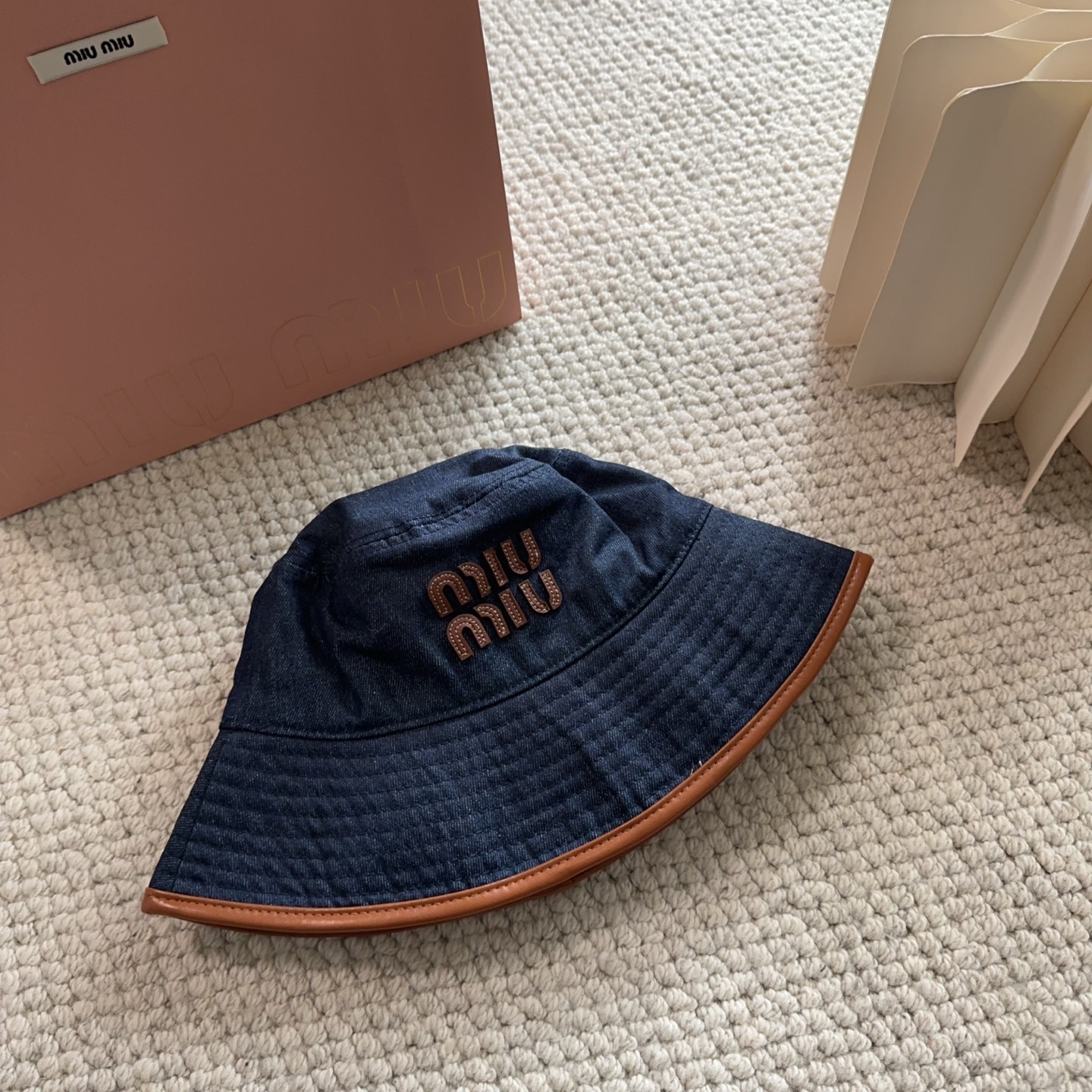 miumiu专柜帆布渔夫帽 一比一开模定制，头围57cm男女通用