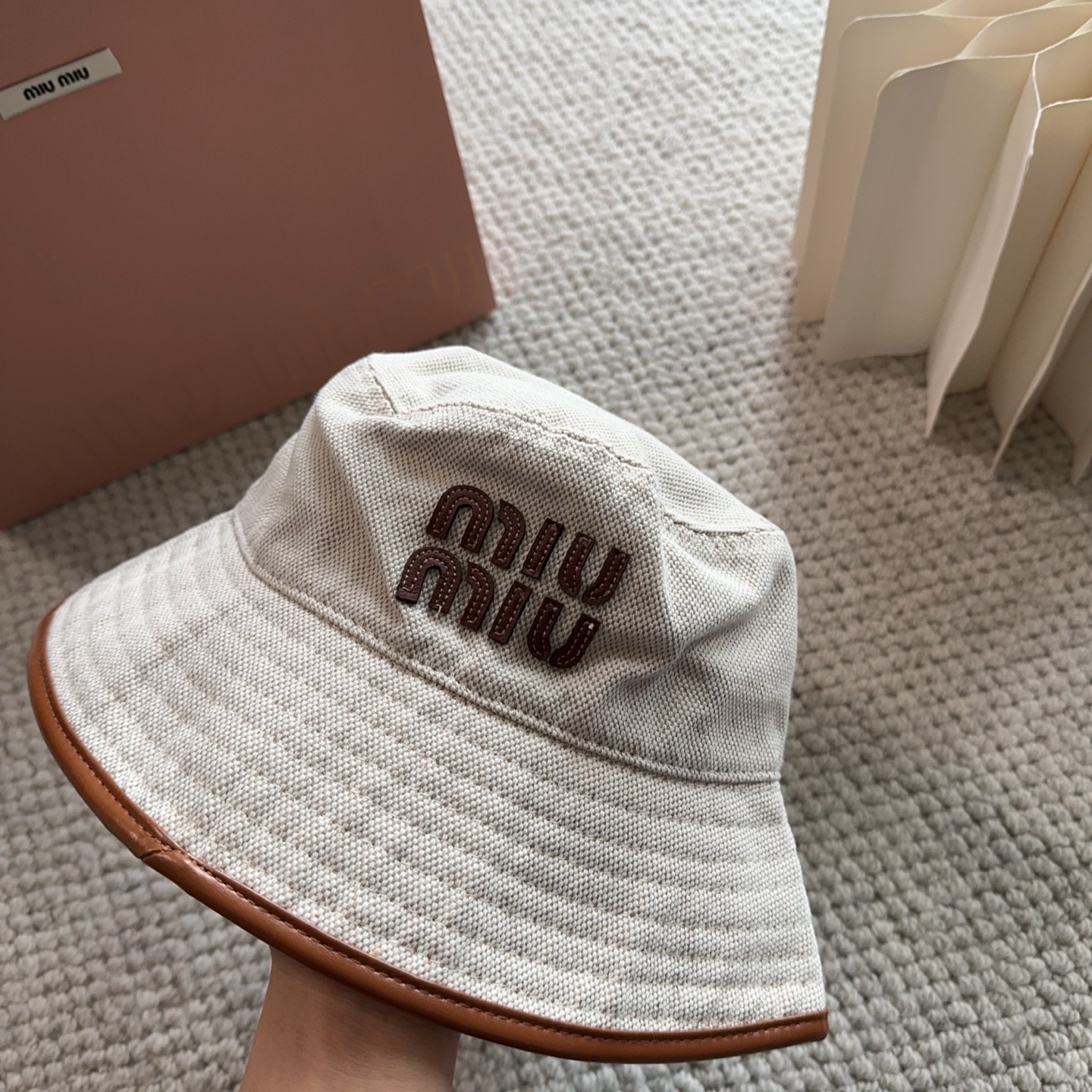 miumiu专柜帆布渔夫帽 一比一开模定制，头围57cm男女通用