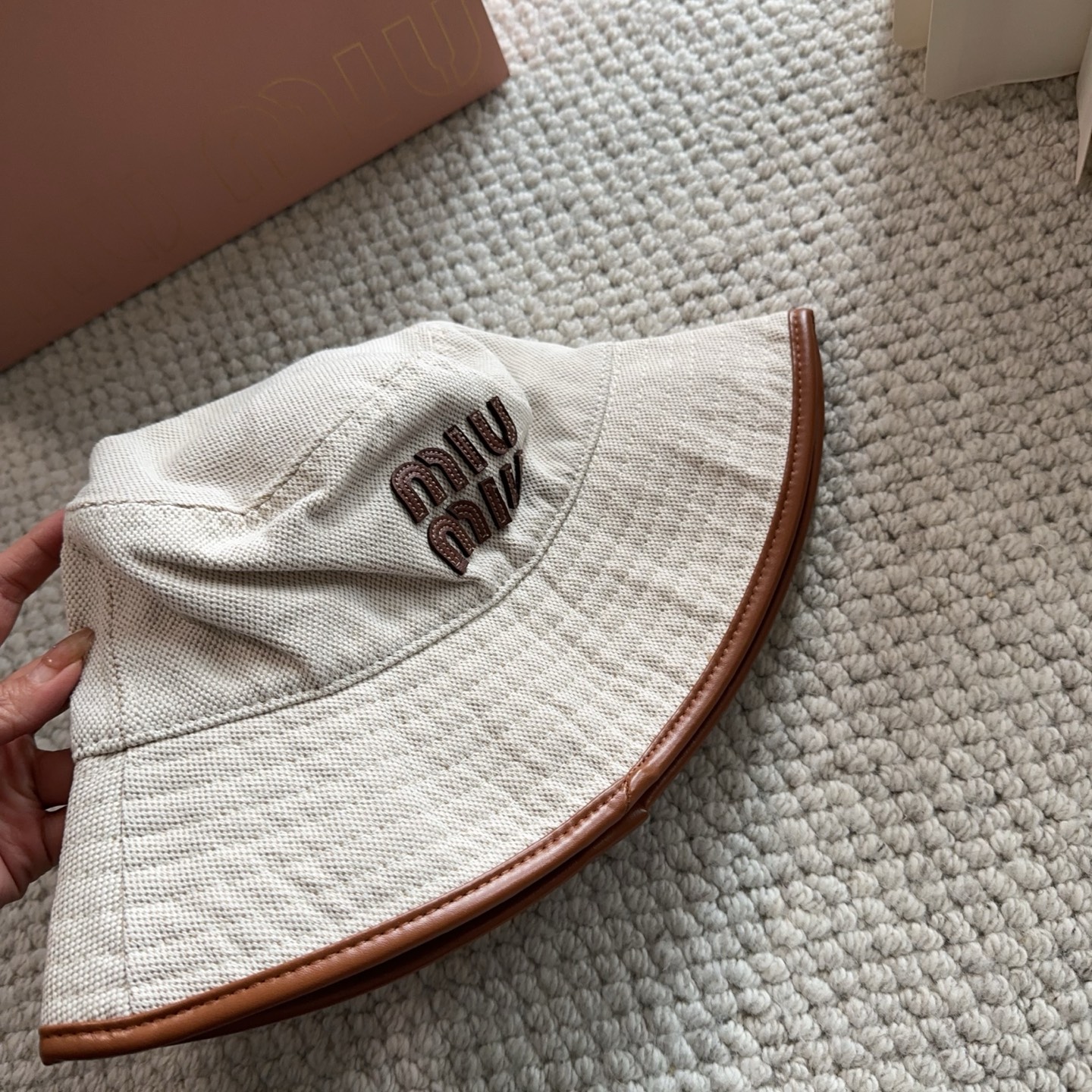 miumiu专柜帆布渔夫帽 一比一开模定制，头围57cm男女通用