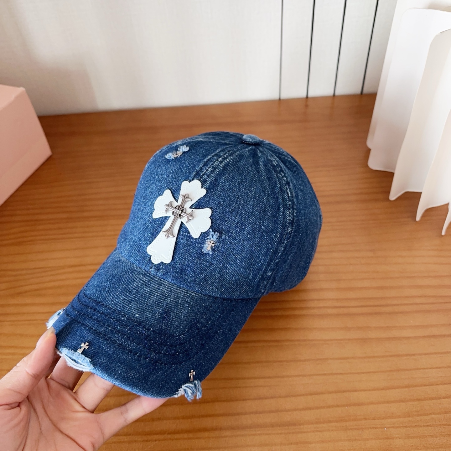 Chrome Hearts 克罗心💓早春韩版时尚复古做旧破洞帽子磨损设计百搭棒球帽鸭舌帽
