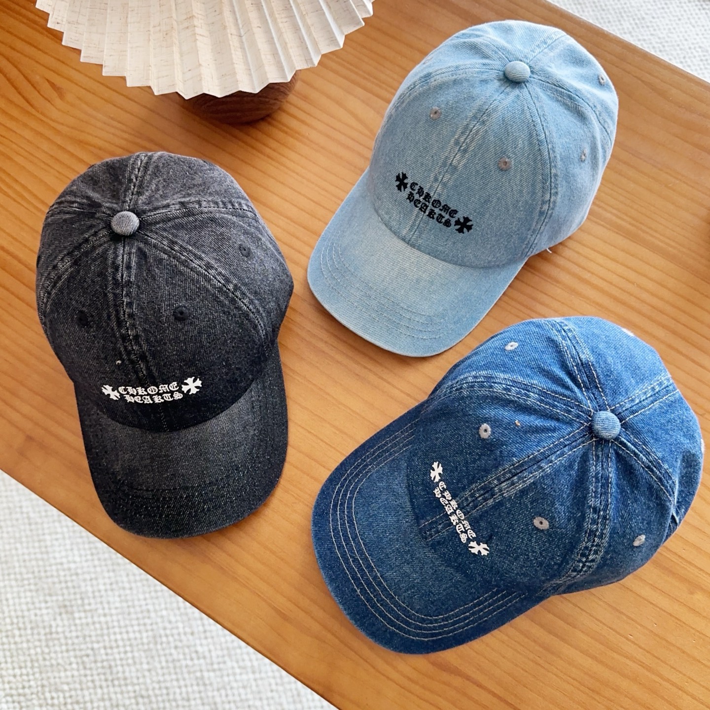 Chrome Hearts 克罗心💓早春韩版时尚复古拼色牛仔棒球帽🧢鸭舌帽