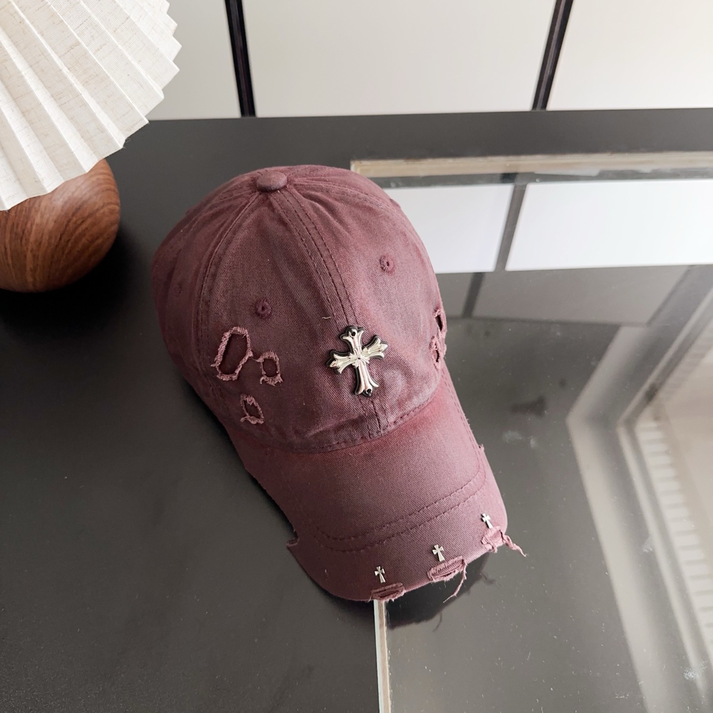 Chrome Hearts 克罗心💓早春韩版时尚复古做旧破洞帽子磨损设计百搭棒球帽鸭舌帽