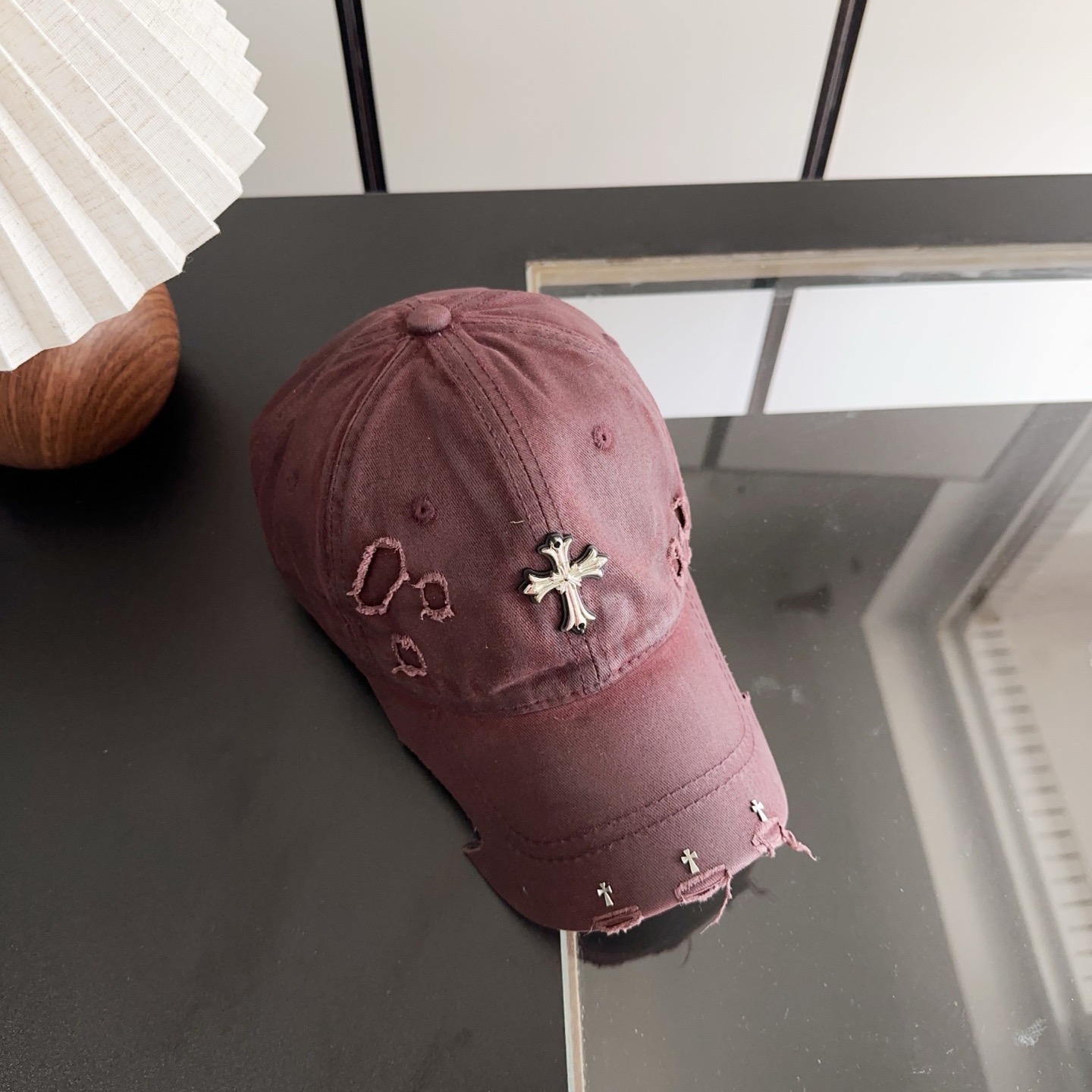Chrome Hearts 克罗心💓早春韩版时尚复古做旧破洞帽子磨损设计百搭棒球帽鸭舌帽