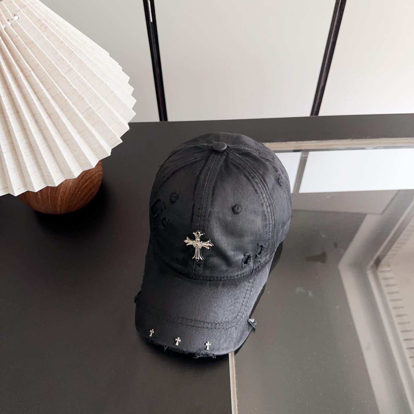 Chrome Hearts 克罗心💓早春韩版时尚复古做旧破洞帽子磨损设计百搭棒球帽鸭舌帽