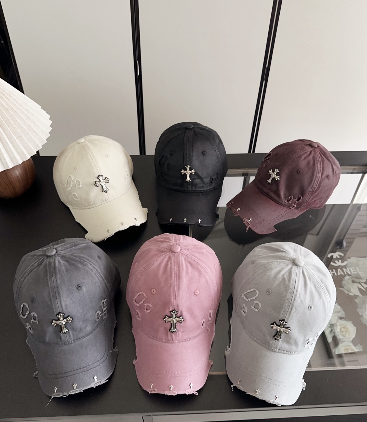 Chrome Hearts 克罗心💓早春韩版时尚复古做旧破洞帽子磨损设计百搭棒球帽鸭舌帽