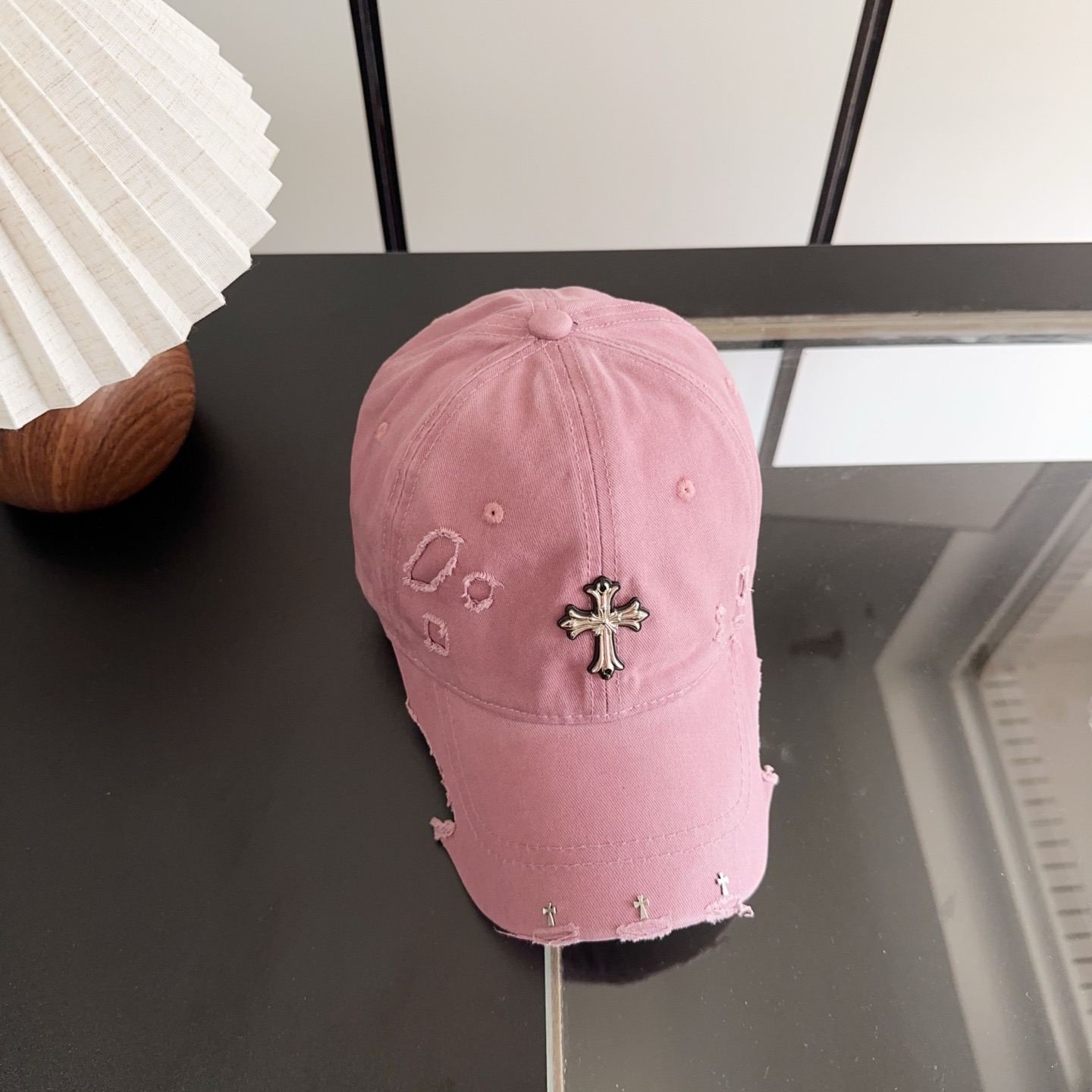 Chrome Hearts 克罗心💓早春韩版时尚复古做旧破洞帽子磨损设计百搭棒球帽鸭舌帽