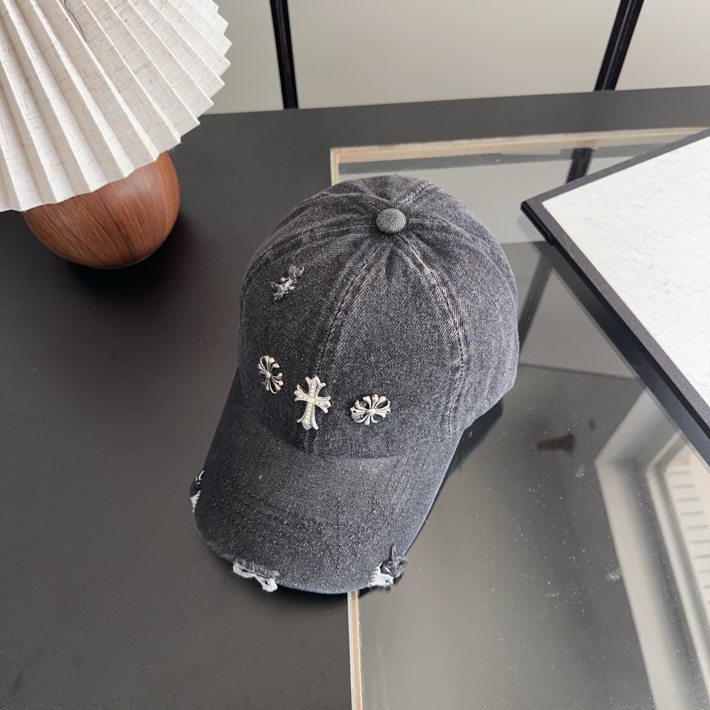 Chrome Hearts 克罗心💓早春韩版时尚复古做旧破洞帽子磨损设计百搭棒球帽鸭舌帽