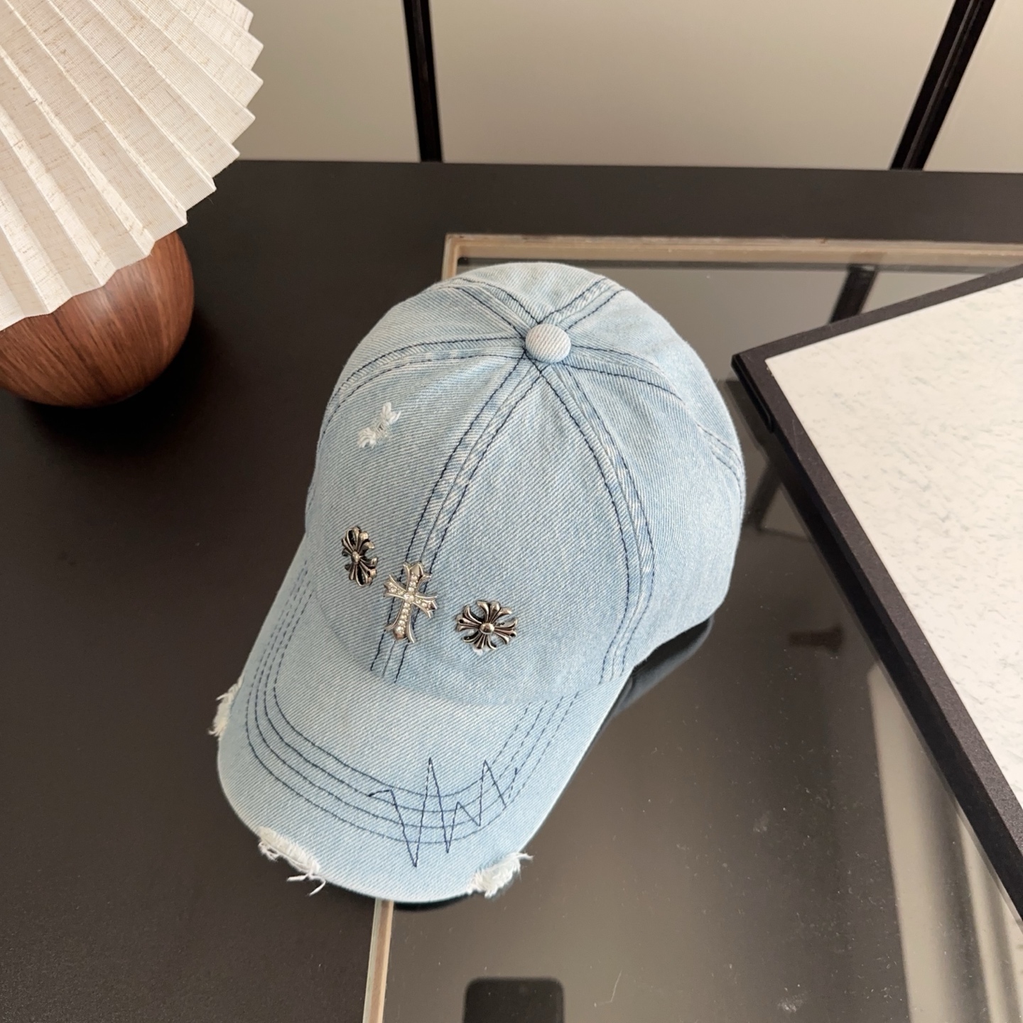 Chrome Hearts 克罗心💓早春韩版时尚复古做旧破洞帽子磨损设计百搭棒球帽鸭舌帽