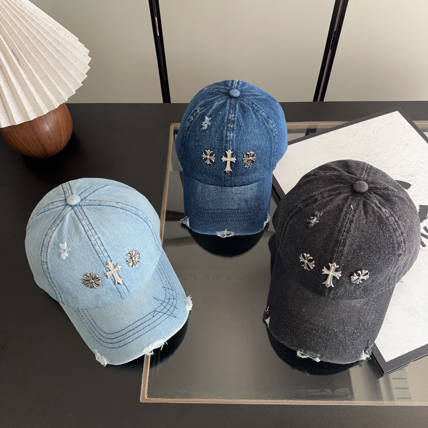 Chrome Hearts 克罗心💓早春韩版时尚复古做旧破洞帽子磨损设计百搭棒球帽鸭舌帽