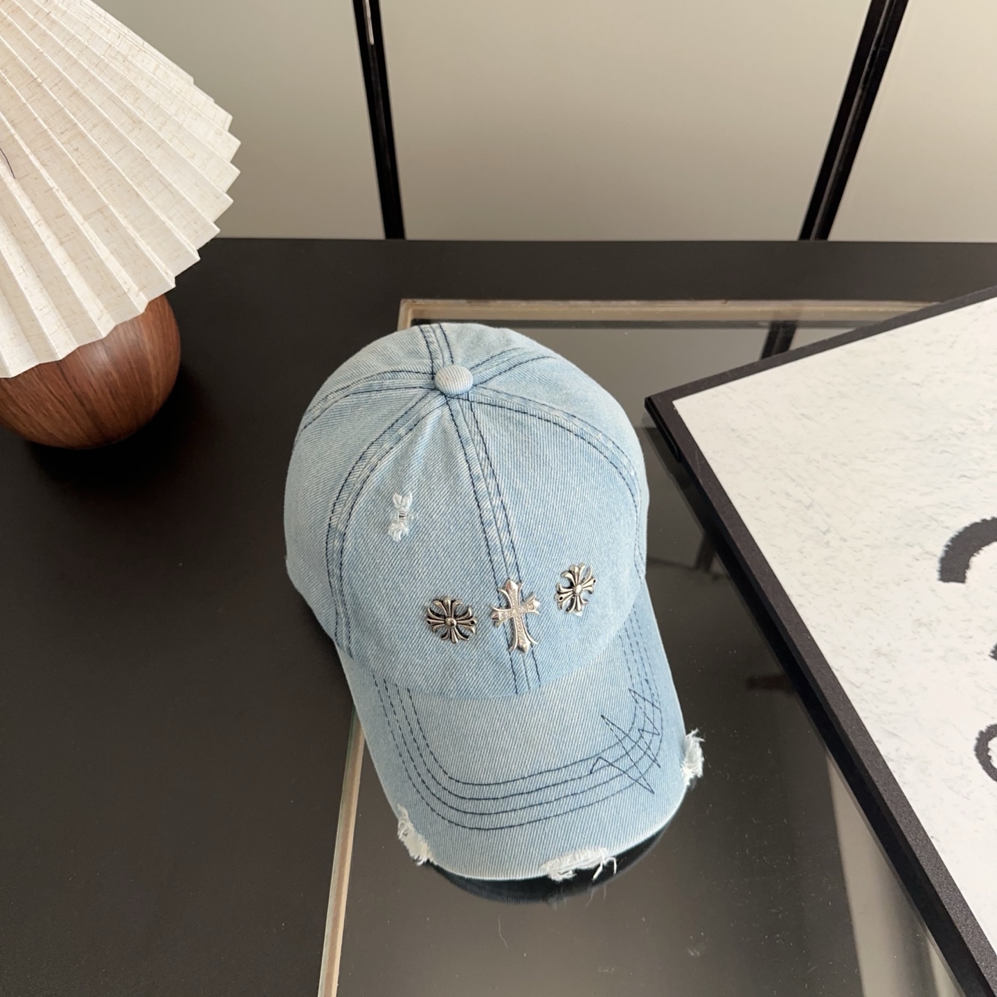 Chrome Hearts 克罗心💓早春韩版时尚复古做旧破洞帽子磨损设计百搭棒球帽鸭舌帽