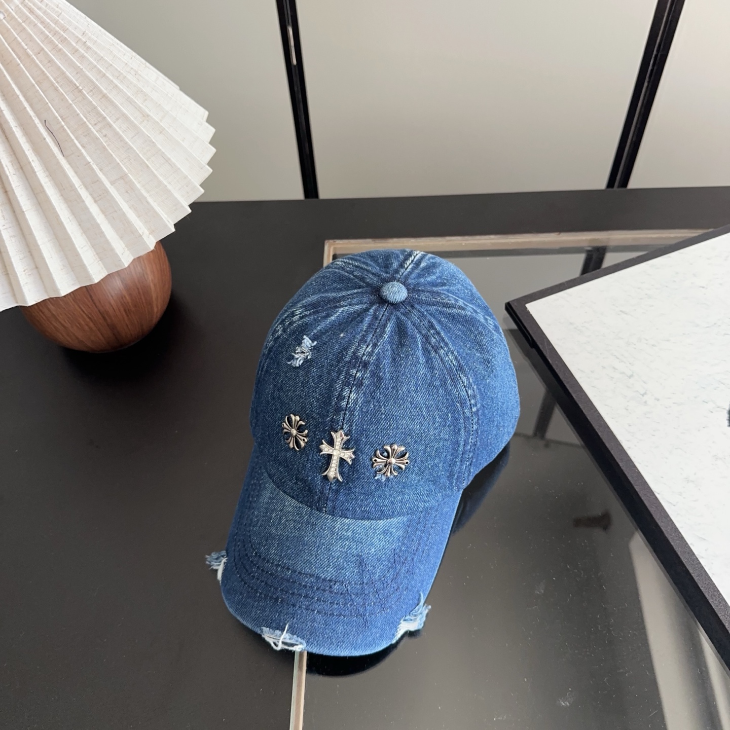 Chrome Hearts 克罗心💓早春韩版时尚复古做旧破洞帽子磨损设计百搭棒球帽鸭舌帽