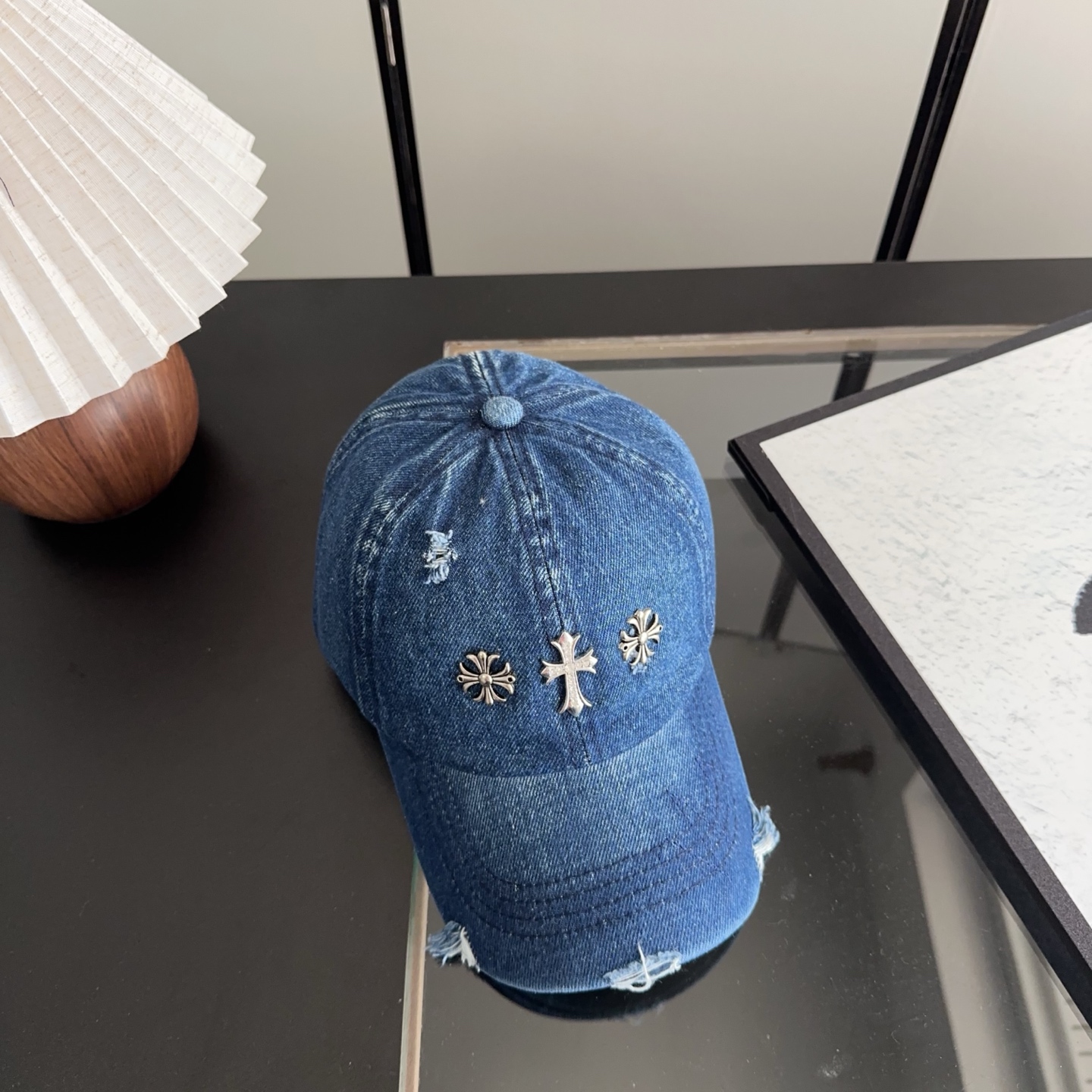 Chrome Hearts 克罗心💓早春韩版时尚复古做旧破洞帽子磨损设计百搭棒球帽鸭舌帽
