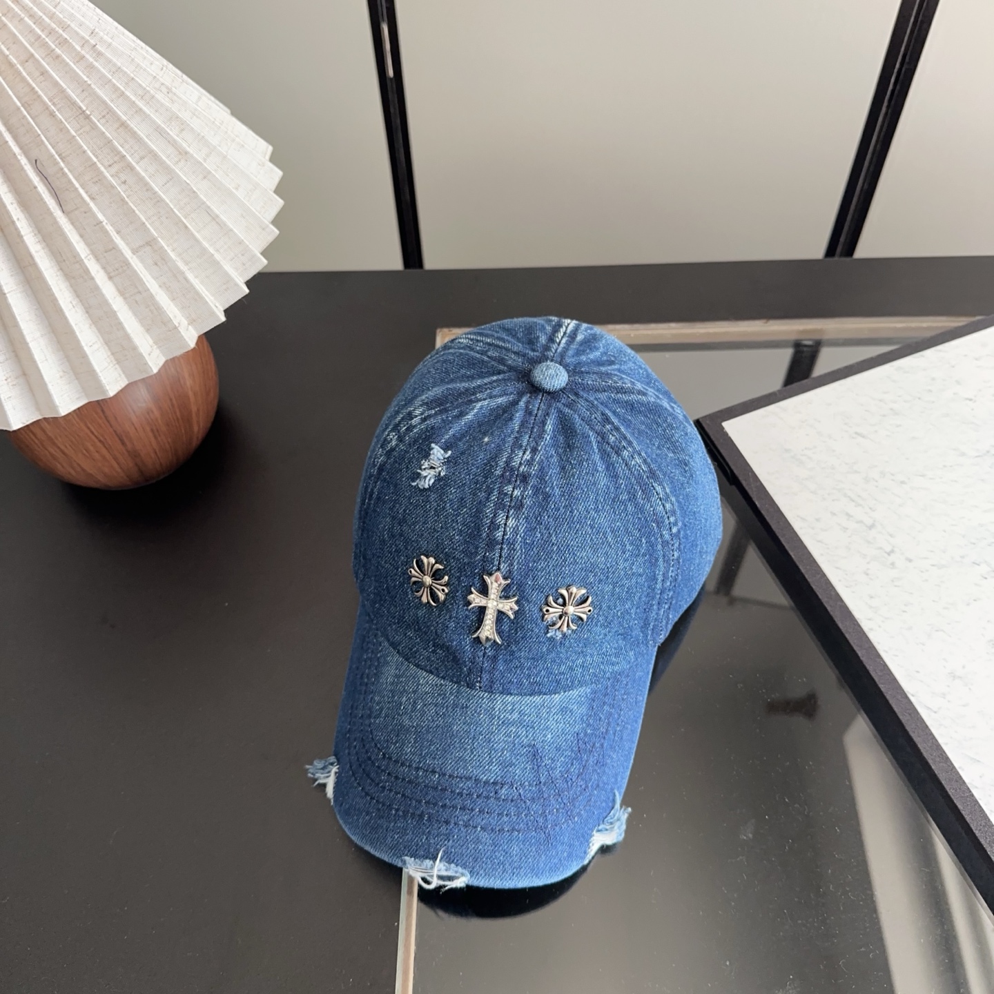 Chrome Hearts 克罗心💓早春韩版时尚复古做旧破洞帽子磨损设计百搭棒球帽鸭舌帽