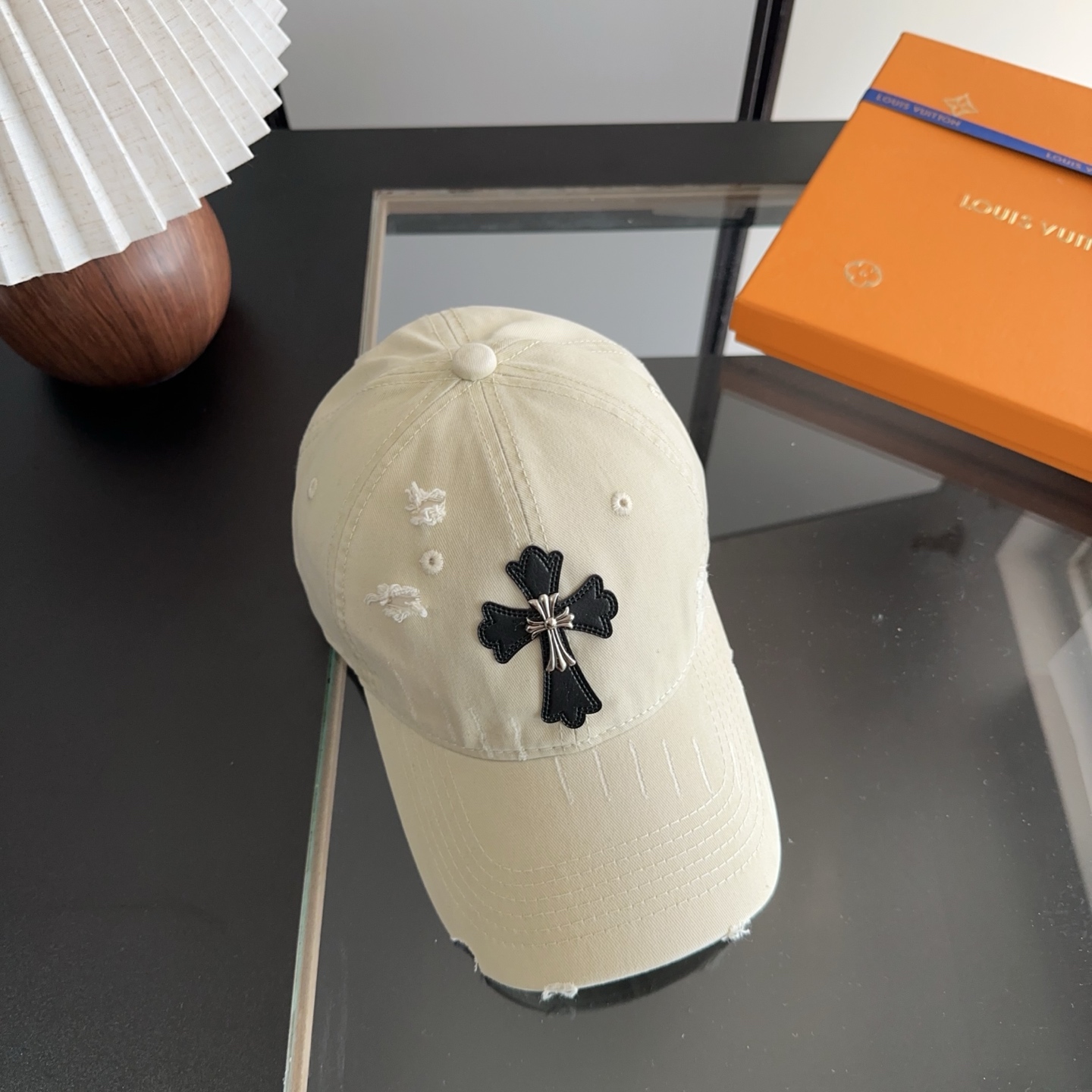 Chrome Hearts 克罗心💓早春韩版时尚复古做旧破洞帽子磨损设计百搭棒球帽鸭舌帽