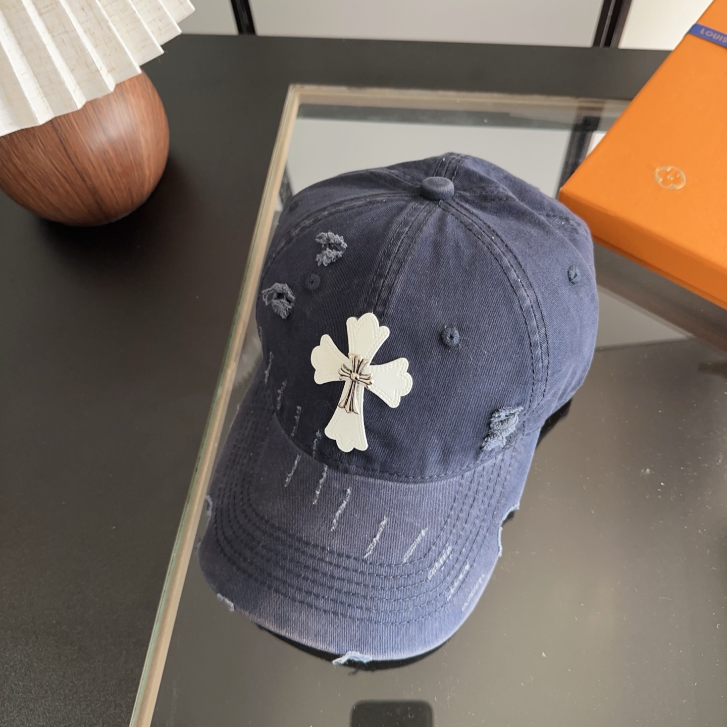 Chrome Hearts 克罗心💓早春韩版时尚复古做旧破洞帽子磨损设计百搭棒球帽鸭舌帽