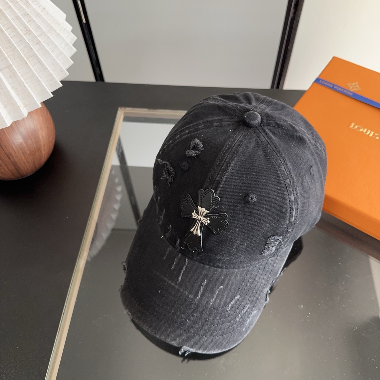 Chrome Hearts 克罗心💓早春韩版时尚复古做旧破洞帽子磨损设计百搭棒球帽鸭舌帽