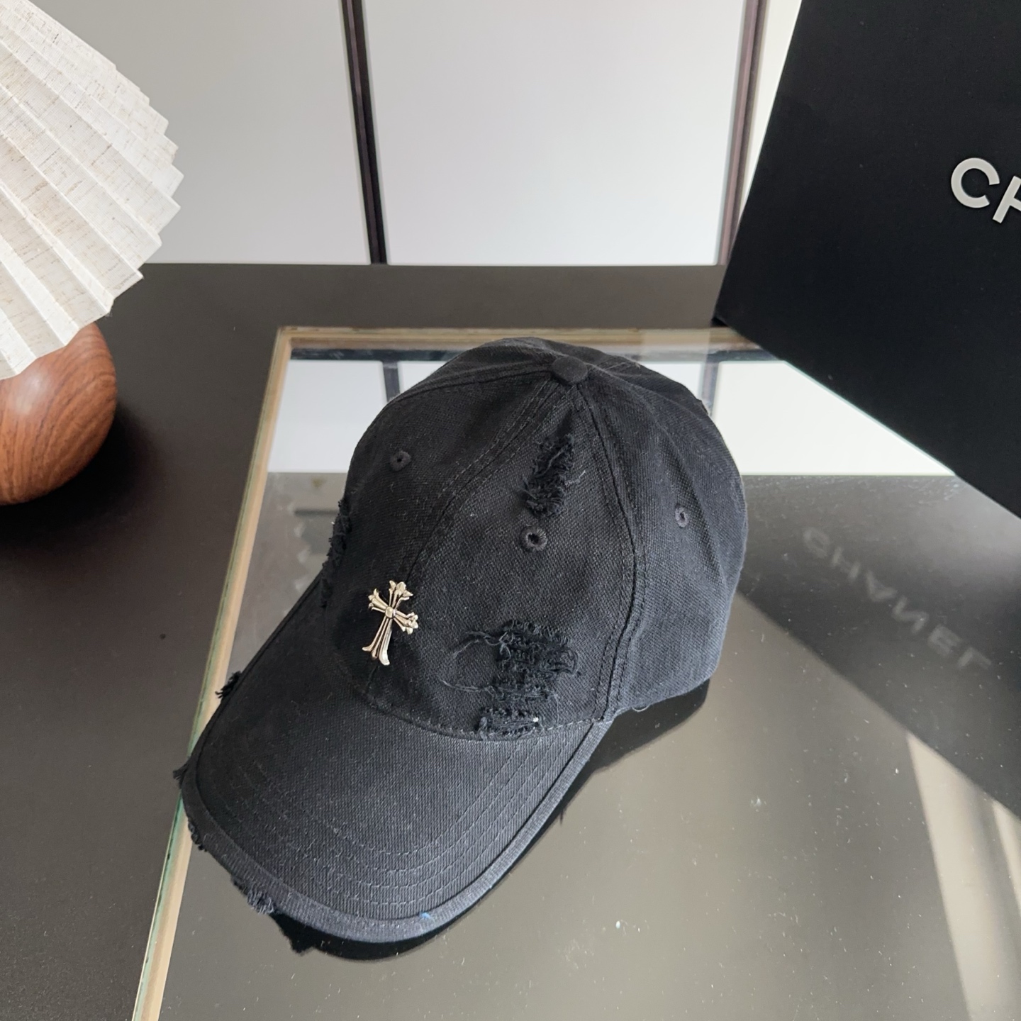 Chrome Hearts 克罗心💓早春韩版时尚复古做旧破洞帽子磨损设计百搭棒球帽鸭舌帽