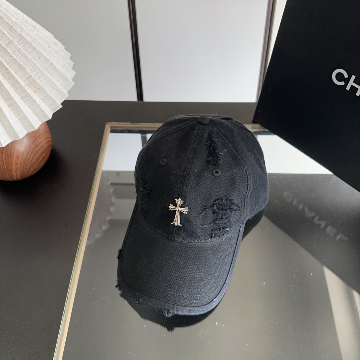 Chrome Hearts 克罗心💓早春韩版时尚复古做旧破洞帽子磨损设计百搭棒球帽鸭舌帽