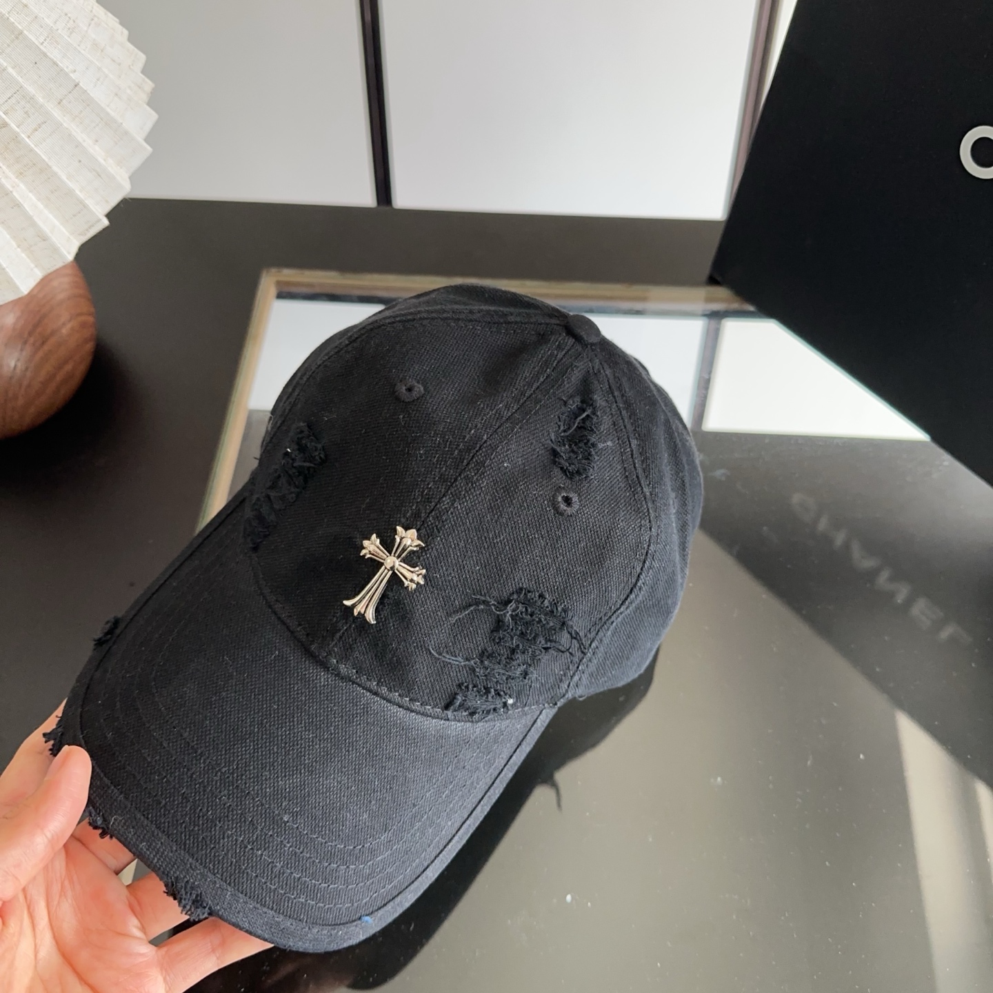 Chrome Hearts 克罗心💓早春韩版时尚复古做旧破洞帽子磨损设计百搭棒球帽鸭舌帽