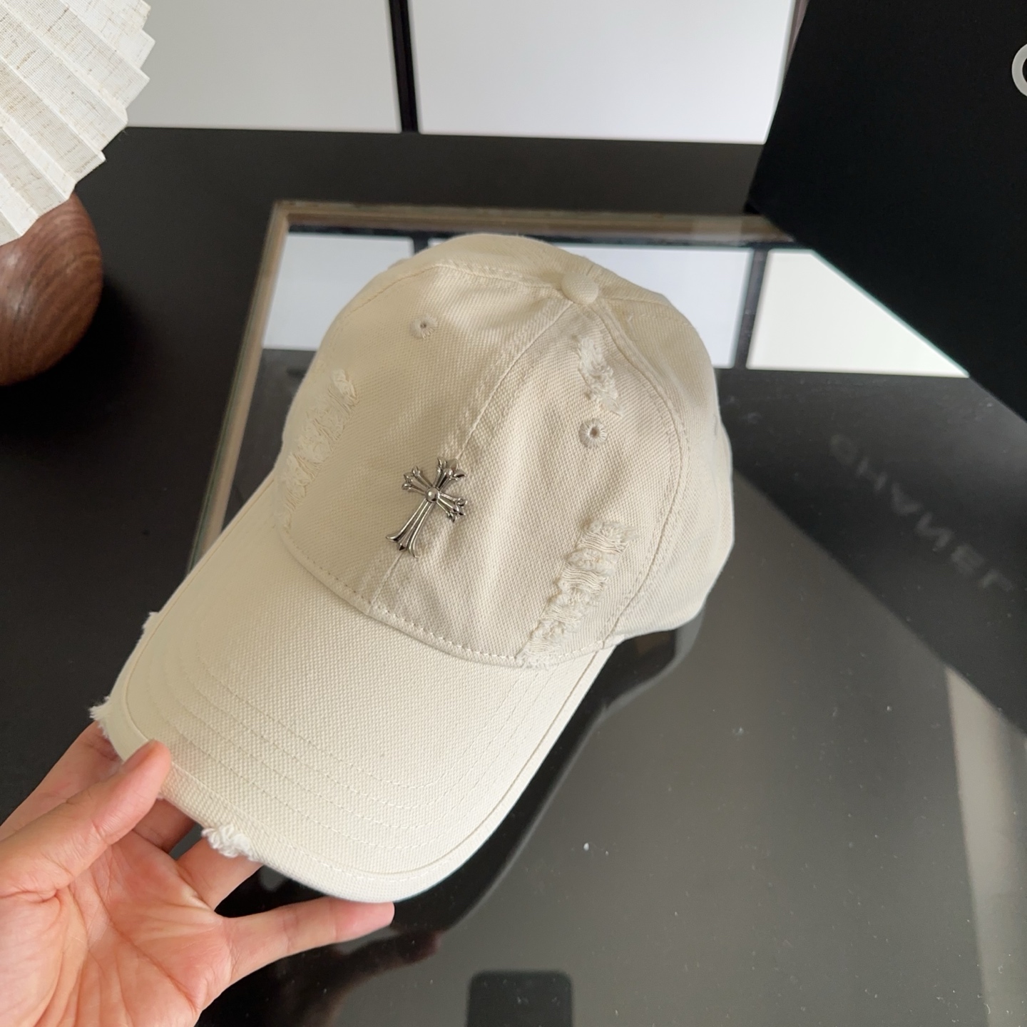Chrome Hearts 克罗心💓早春韩版时尚复古做旧破洞帽子磨损设计百搭棒球帽鸭舌帽