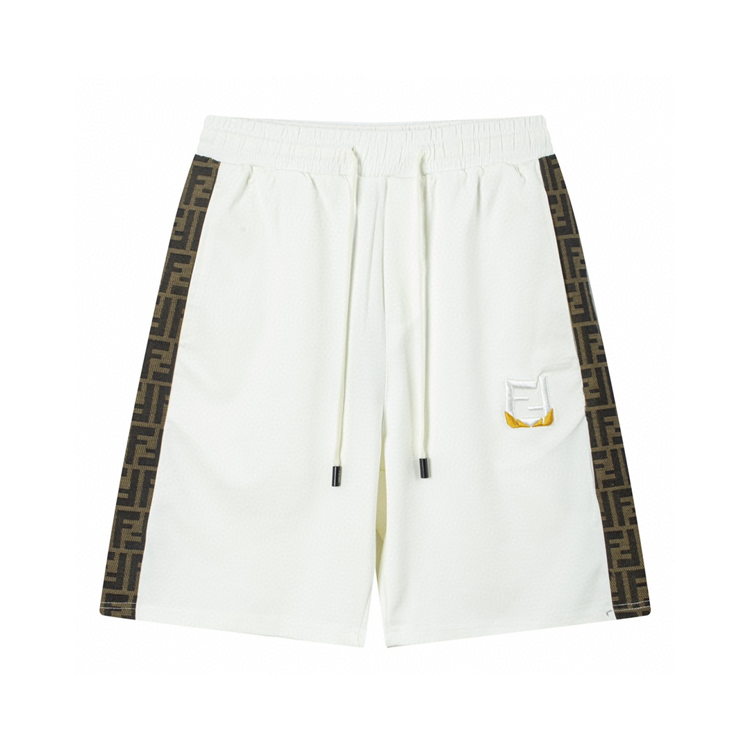 Online Sales
 Fendi Clothing Shorts Black White Embroidery Summer Collection Casual