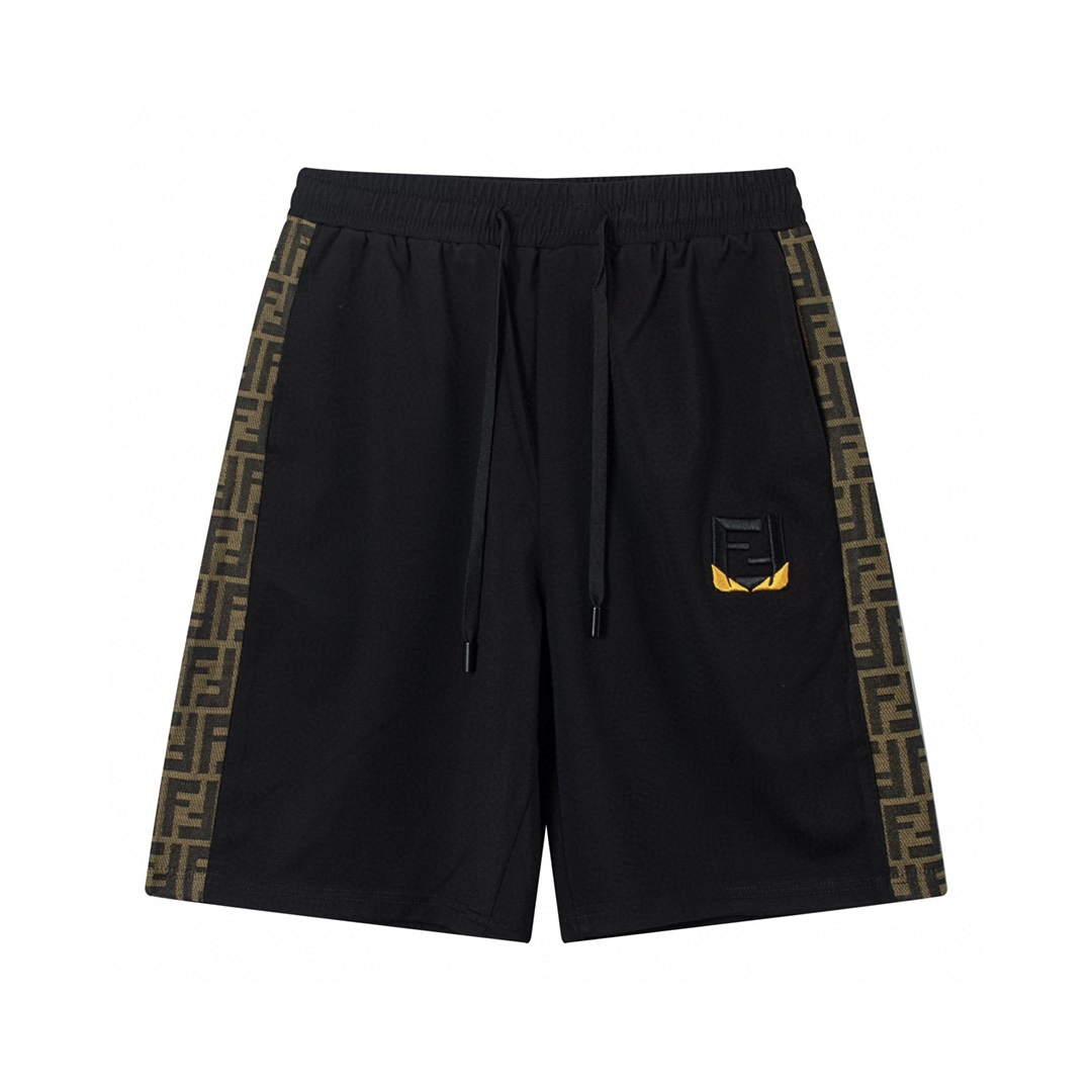Fendi Clothing Shorts Black White Embroidery Summer Collection Casual