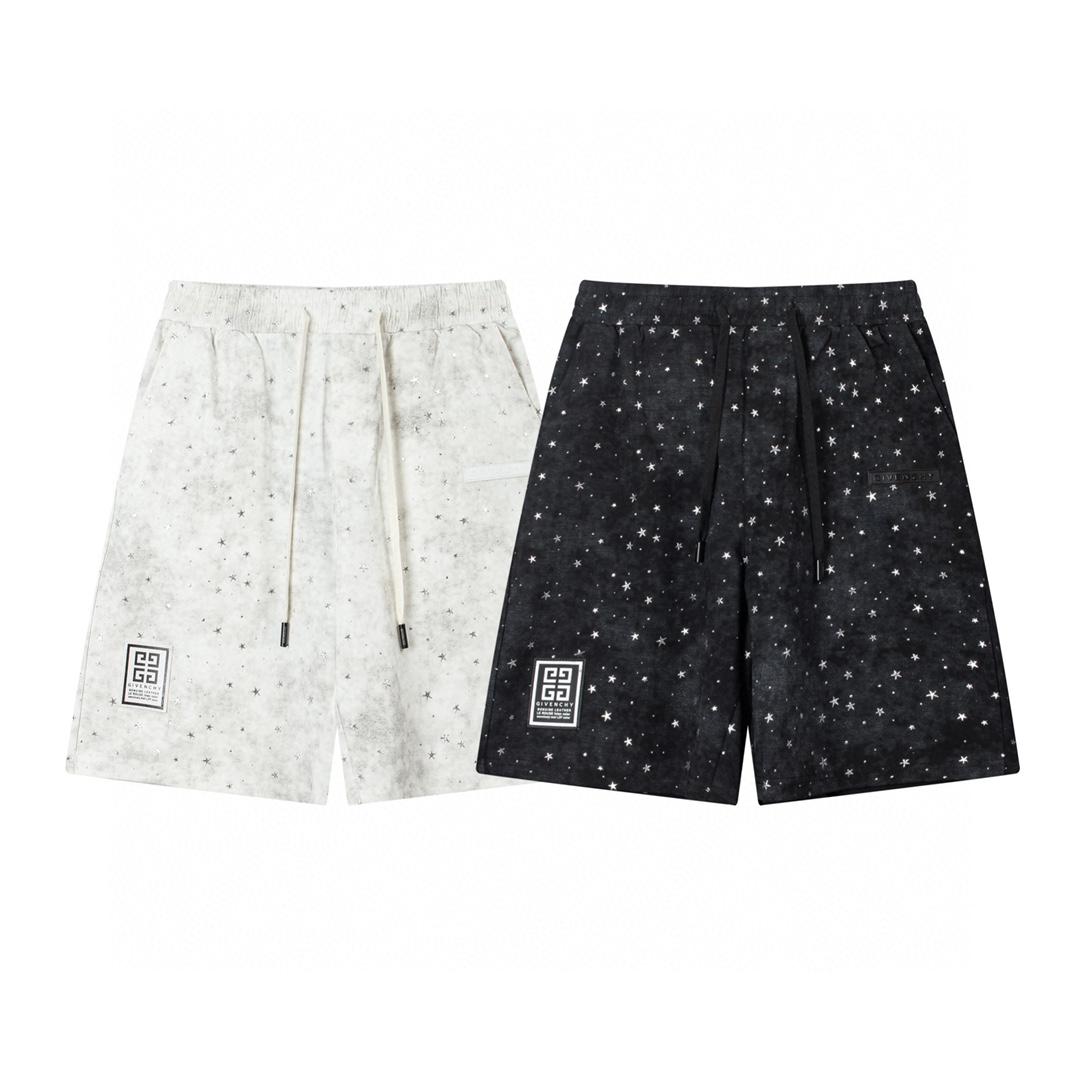 Givenchy-Vanch Extinction Star Logo Sports Shorts for Spring/Summer 2024. Sizes M-4XL, Black/White. - 图片 9