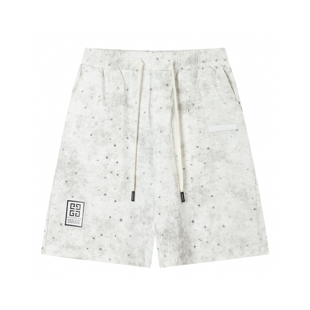Givenchy-Vanch Extinction Star Logo Sports Shorts for Spring/Summer 2024. Sizes M-4XL, Black/White.