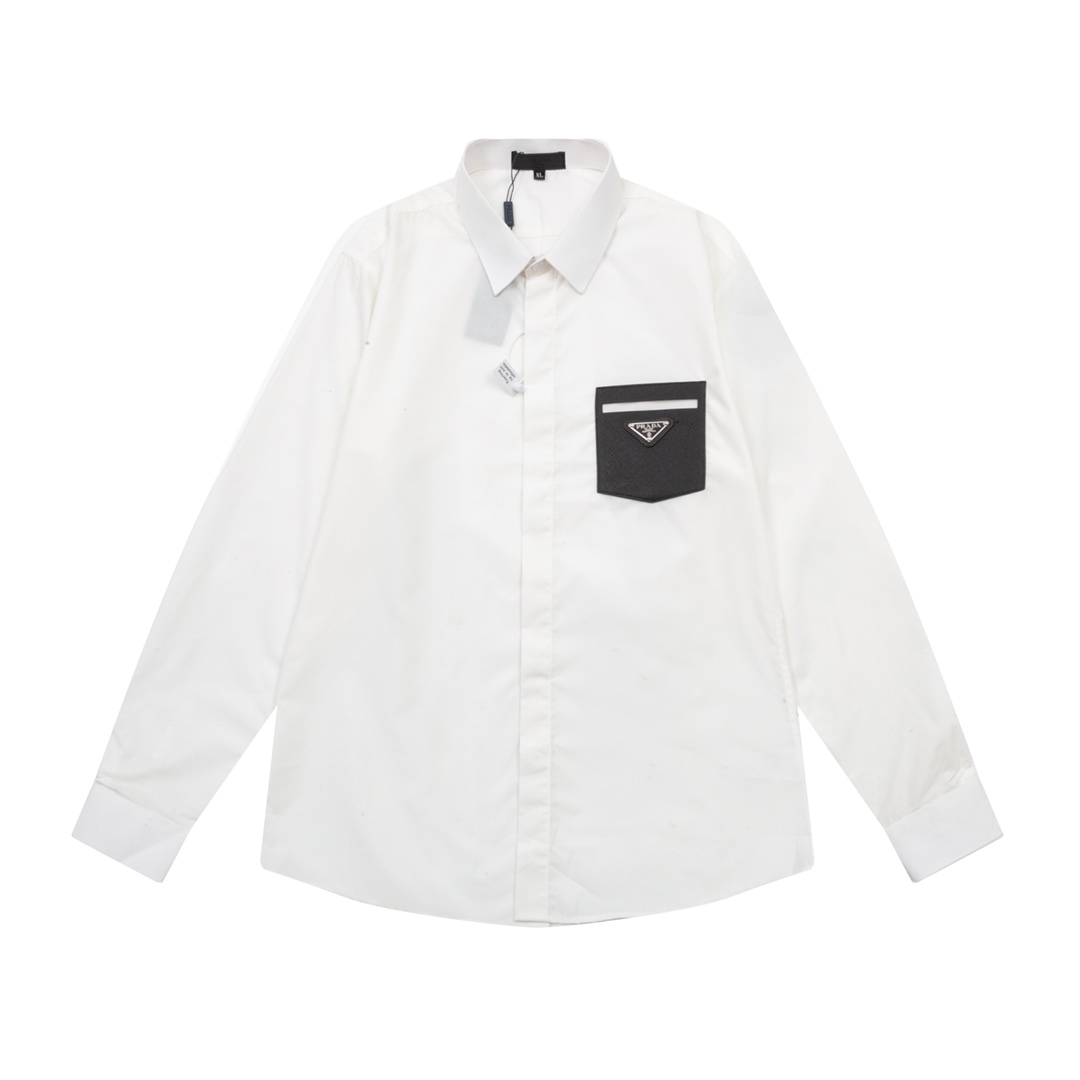 Prada 2024 Spring/Summer Leather Logo Shirt Collection in Black and White