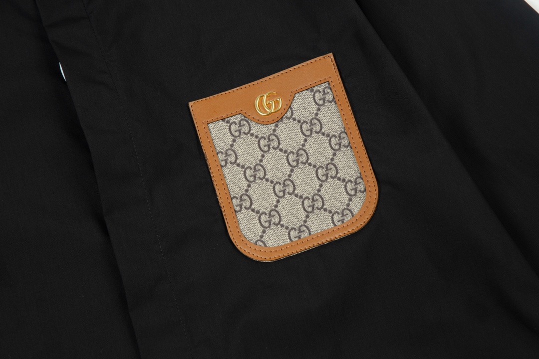 2024 New Gucci Double G Metal Logo Leisure Shirts in Black and White - 图片 5