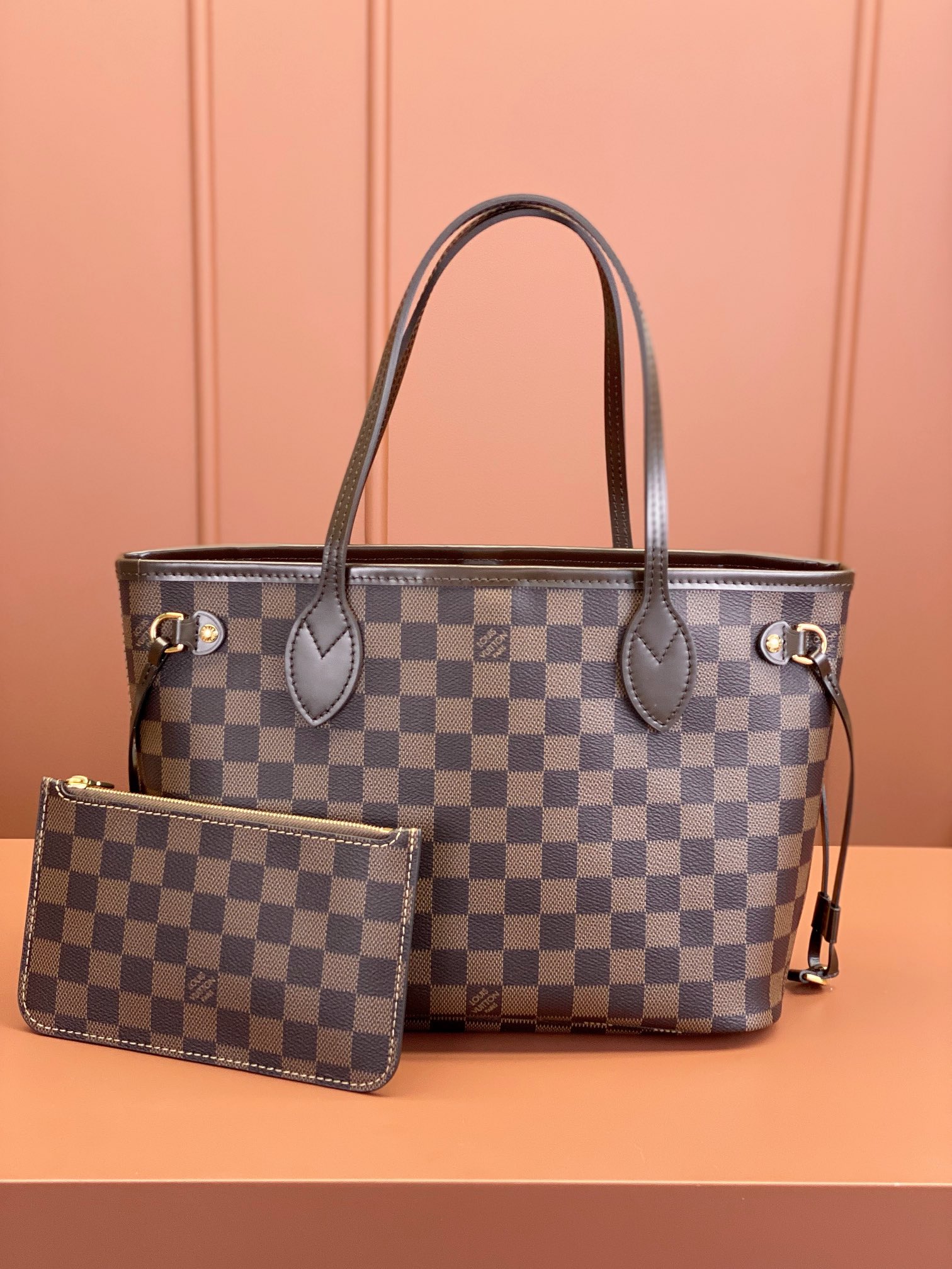 Louis Vuitton LV Neverfull Sacs À Main Couleur du café Tout en acier Mini N41359