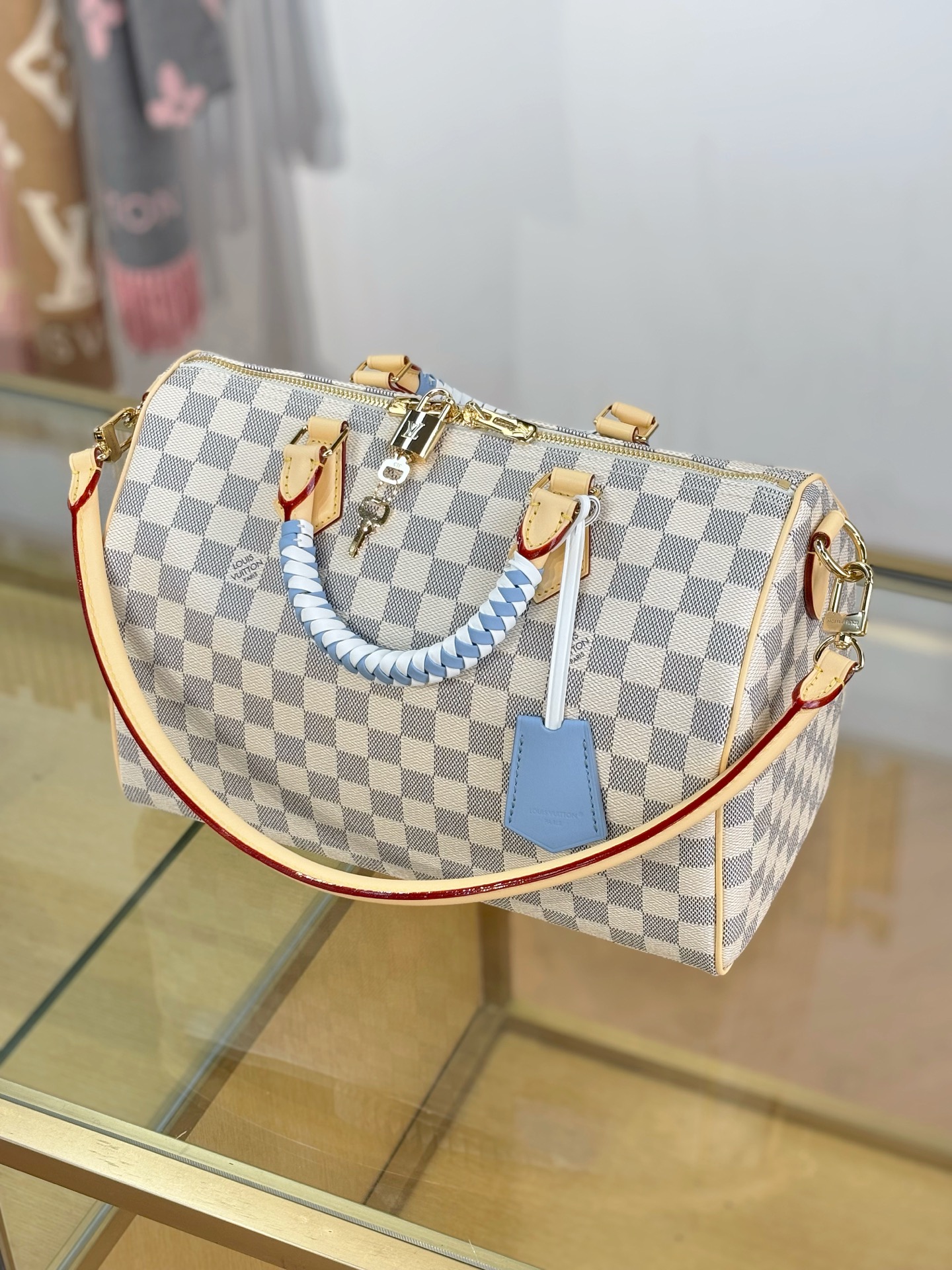 【特级MB163c芯片版原厂皮】 SPEEDY 30 SOFT 手袋 型号：N40908白格 材料：A级全钢五金，进口原
