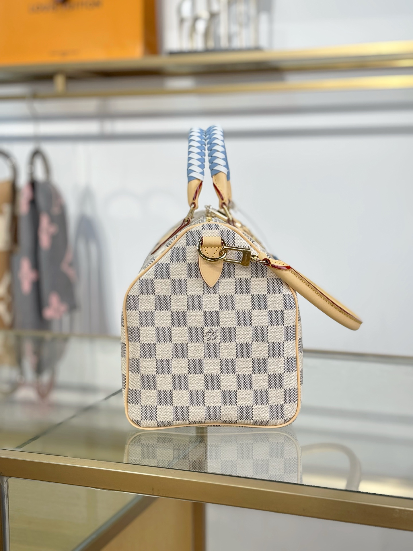 【特级MB163c芯片版原厂皮】 SPEEDY 30 SOFT 手袋 型号：N40908白格 材料：A级全钢五金，进口原